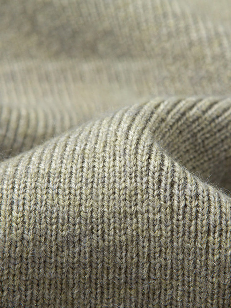Quarter Zip Mock Neck Raglan Sleeve Knit Sweater - Green