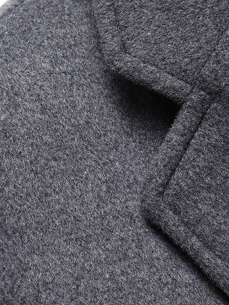 Faux Two-Piece Hooded Wool Blend Overcoat - Gray