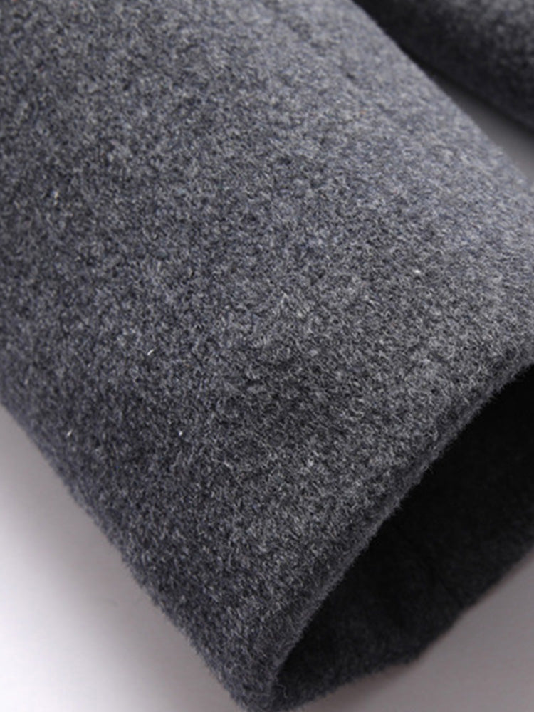 Faux Two-Piece Hooded Wool Blend Overcoat - Gray