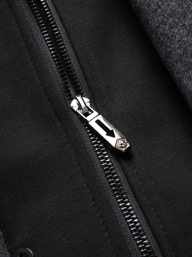 Faux Two-Piece Hooded Wool Blend Overcoat - Gray