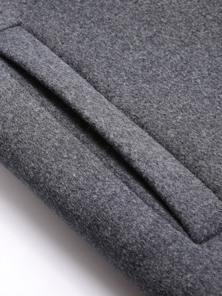 Faux Two-Piece Hooded Wool Blend Overcoat - Gray