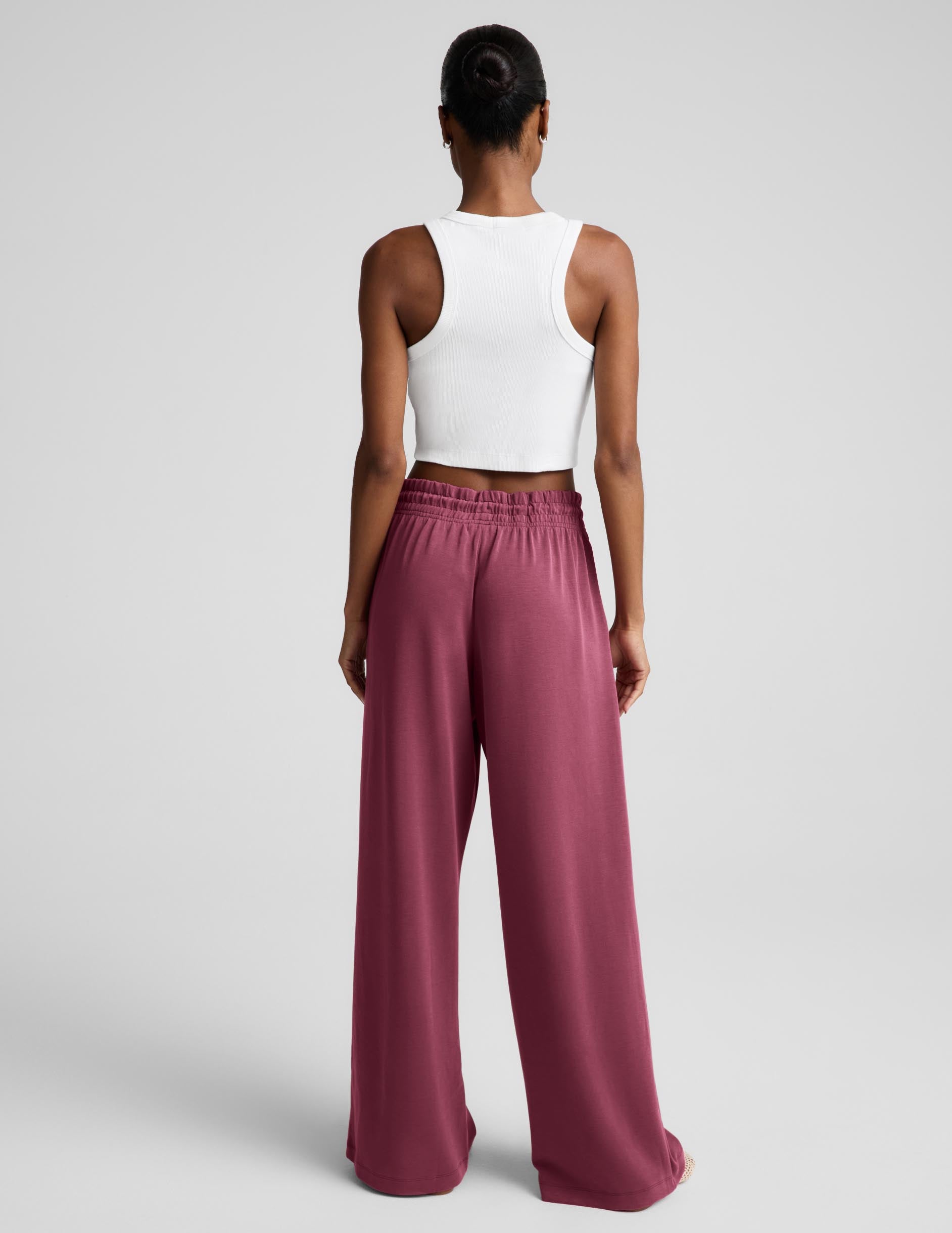 Luxe Sandwash Double Knit Wide Leg Pant - Muted Mauve