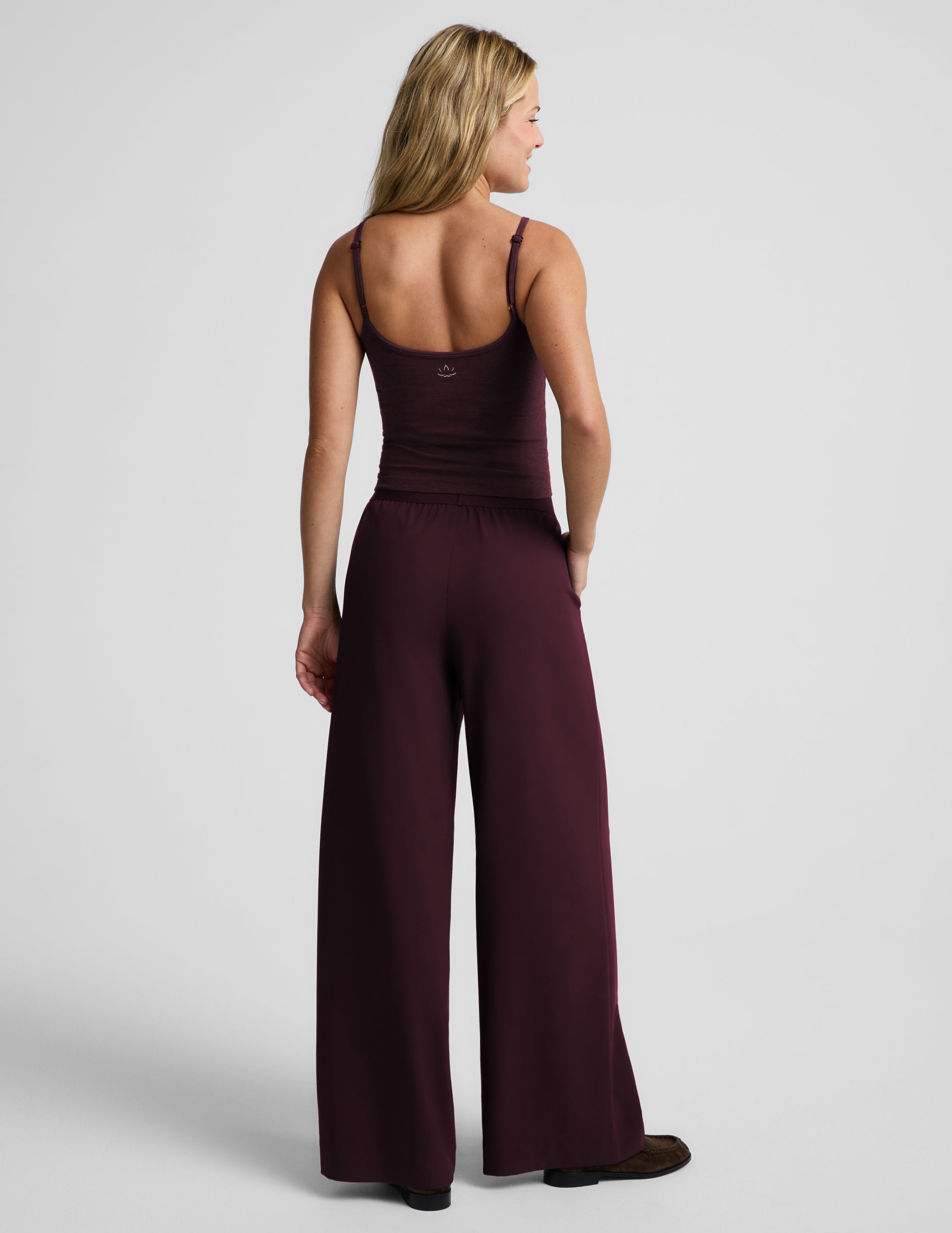 Elasticated Wide Leg Pant 29" - Cabernet