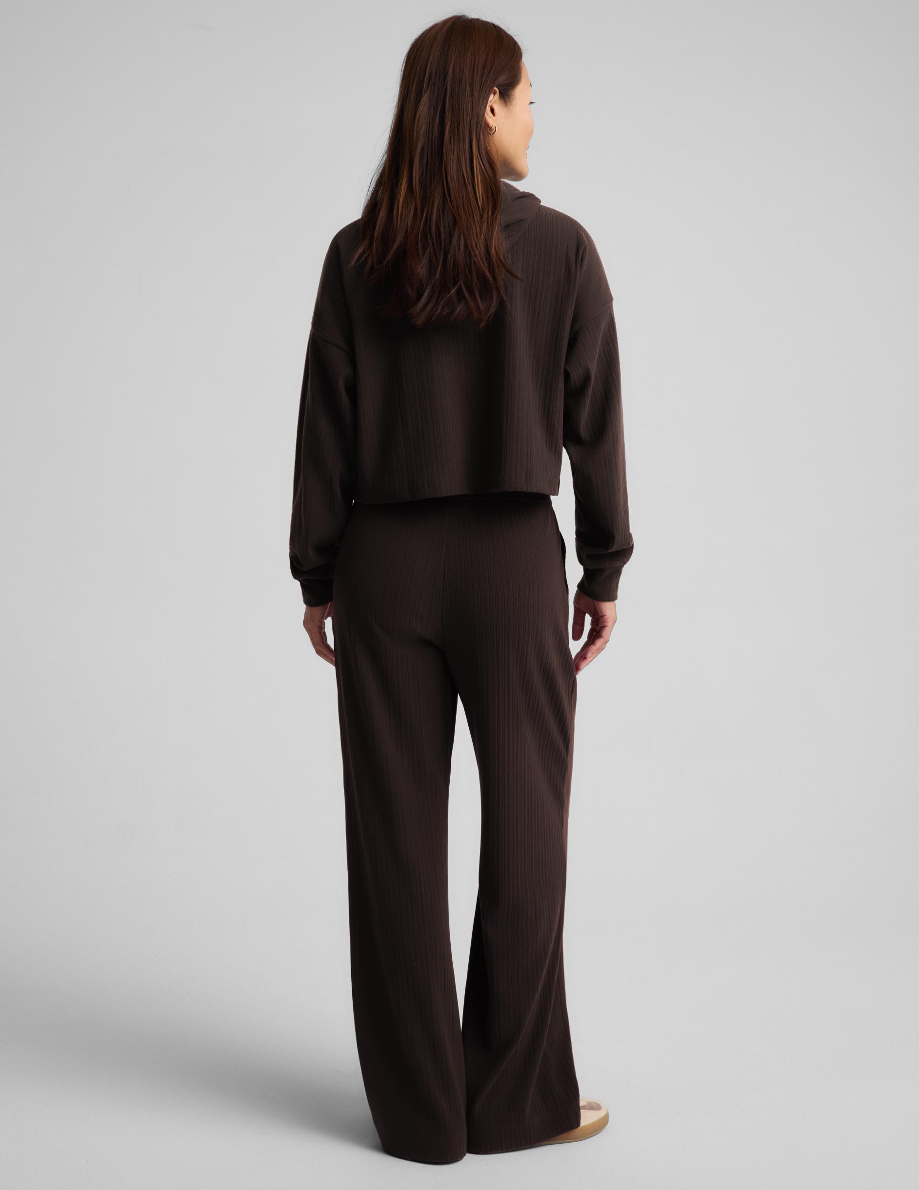 Breathe Easy Ribbed Wide Leg Pant - Dark Chocolate
