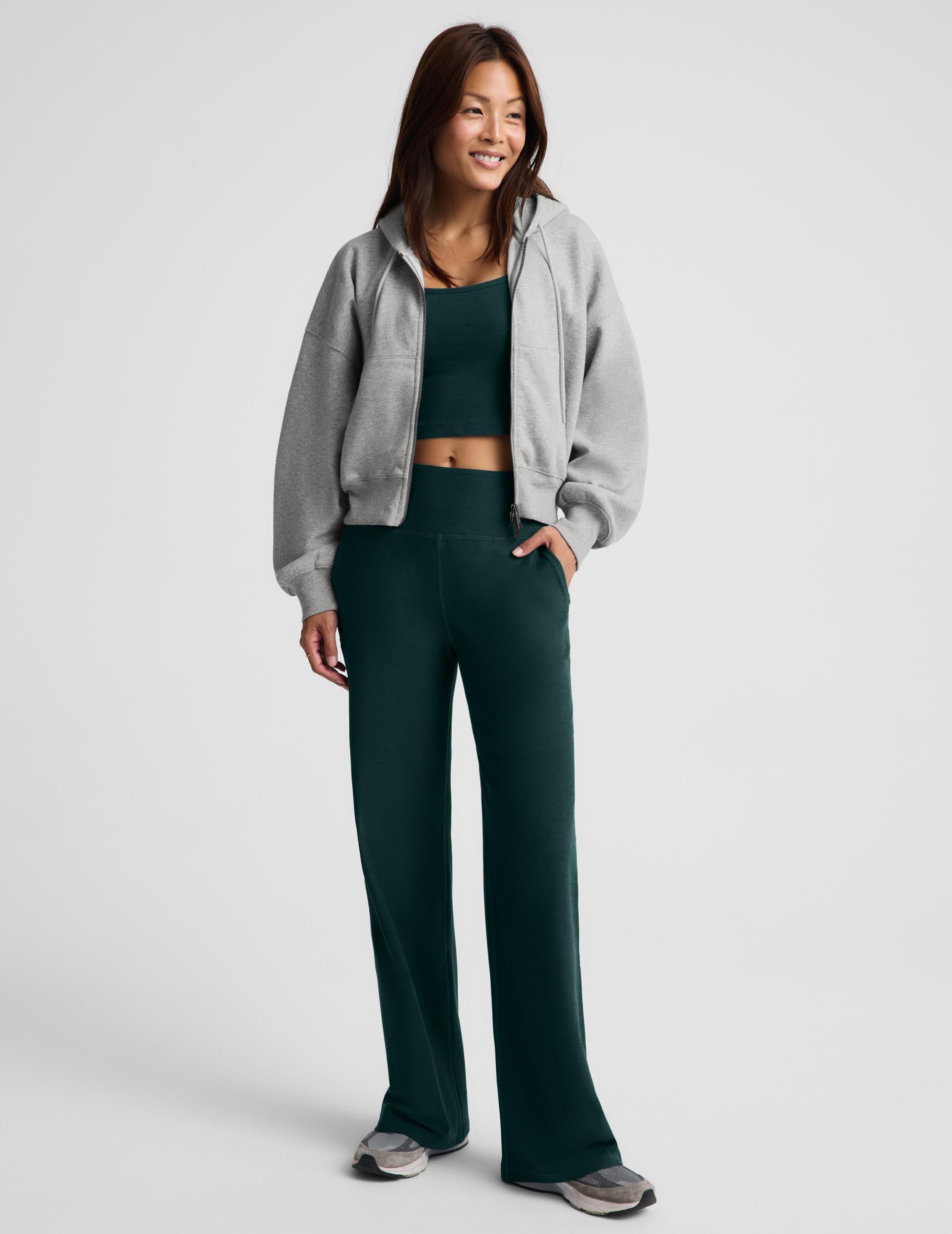 Spacedye™ Laid Back Wide Leg Pant 29" - Dark Ivy Heather