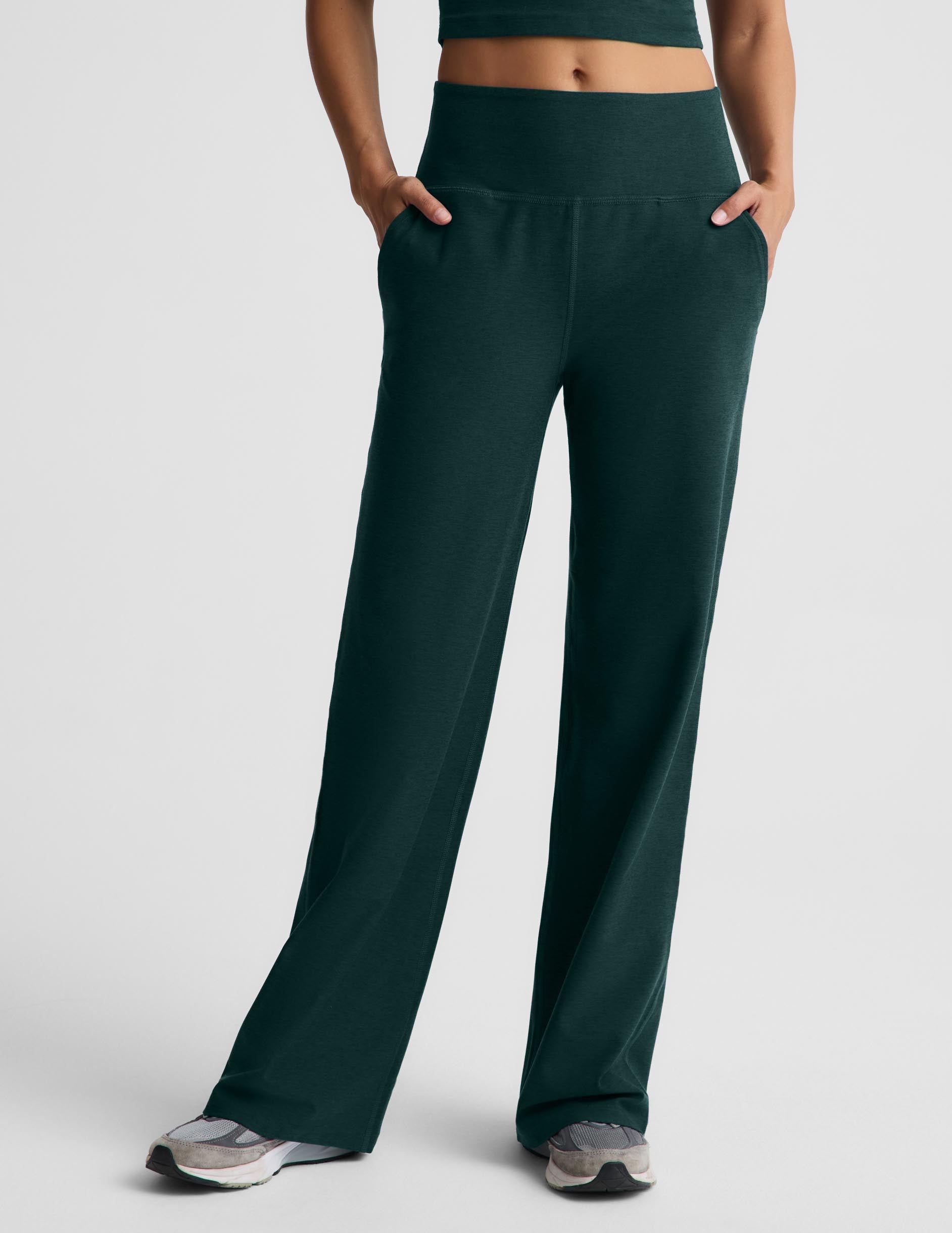 Spacedye™ Laid Back Wide Leg Pant 29" - Dark Ivy Heather