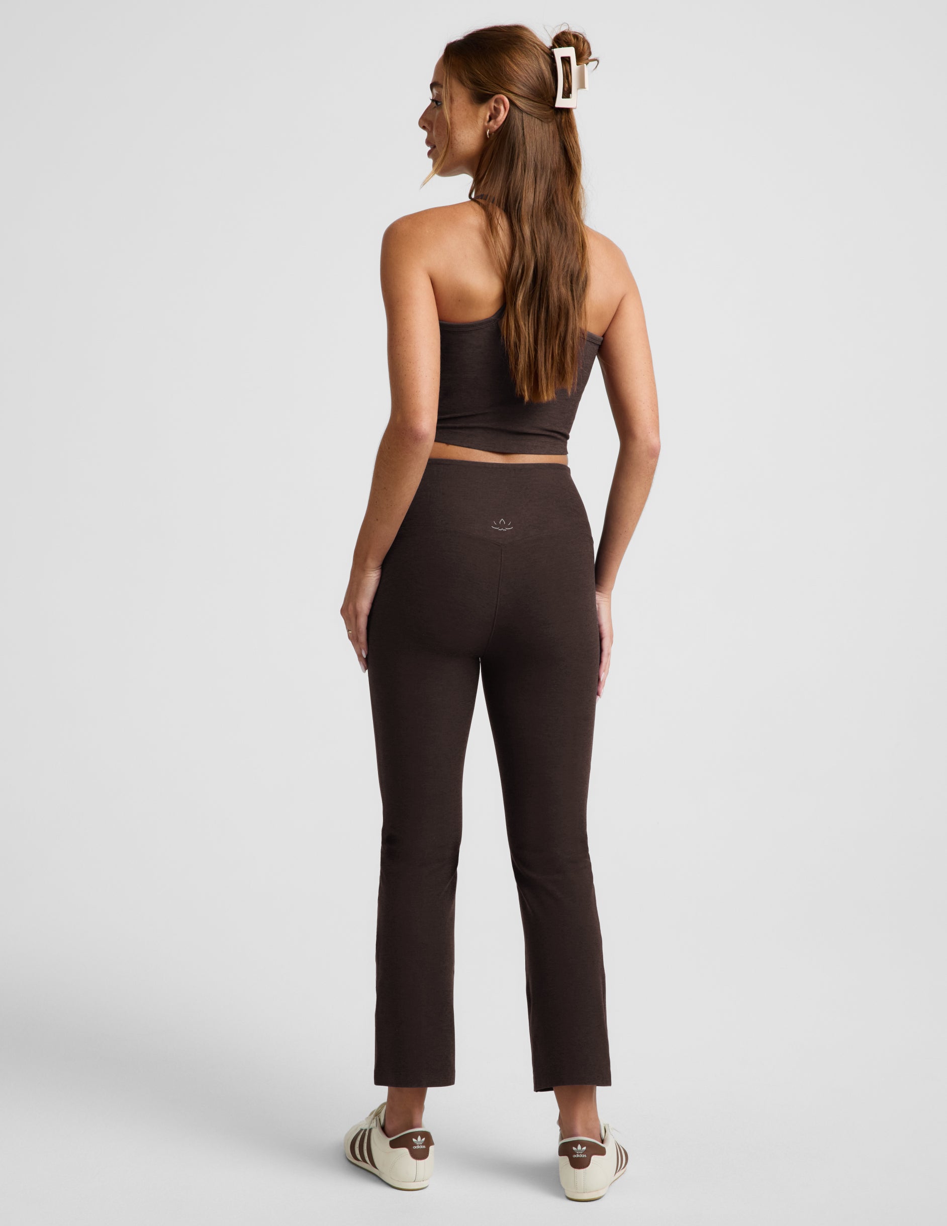 Spacedye™ Pintuck Kick Flare High Waisted Pant - Dark Chocolate Heather