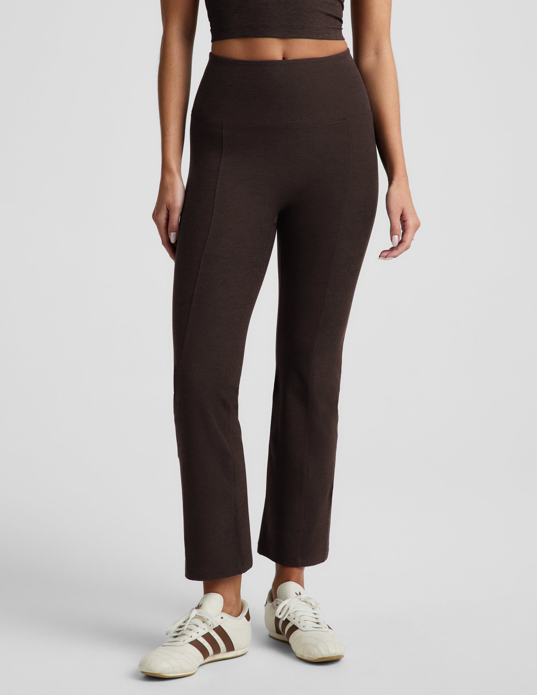 Spacedye™ Pintuck Kick Flare High Waisted Pant - Dark Chocolate Heather