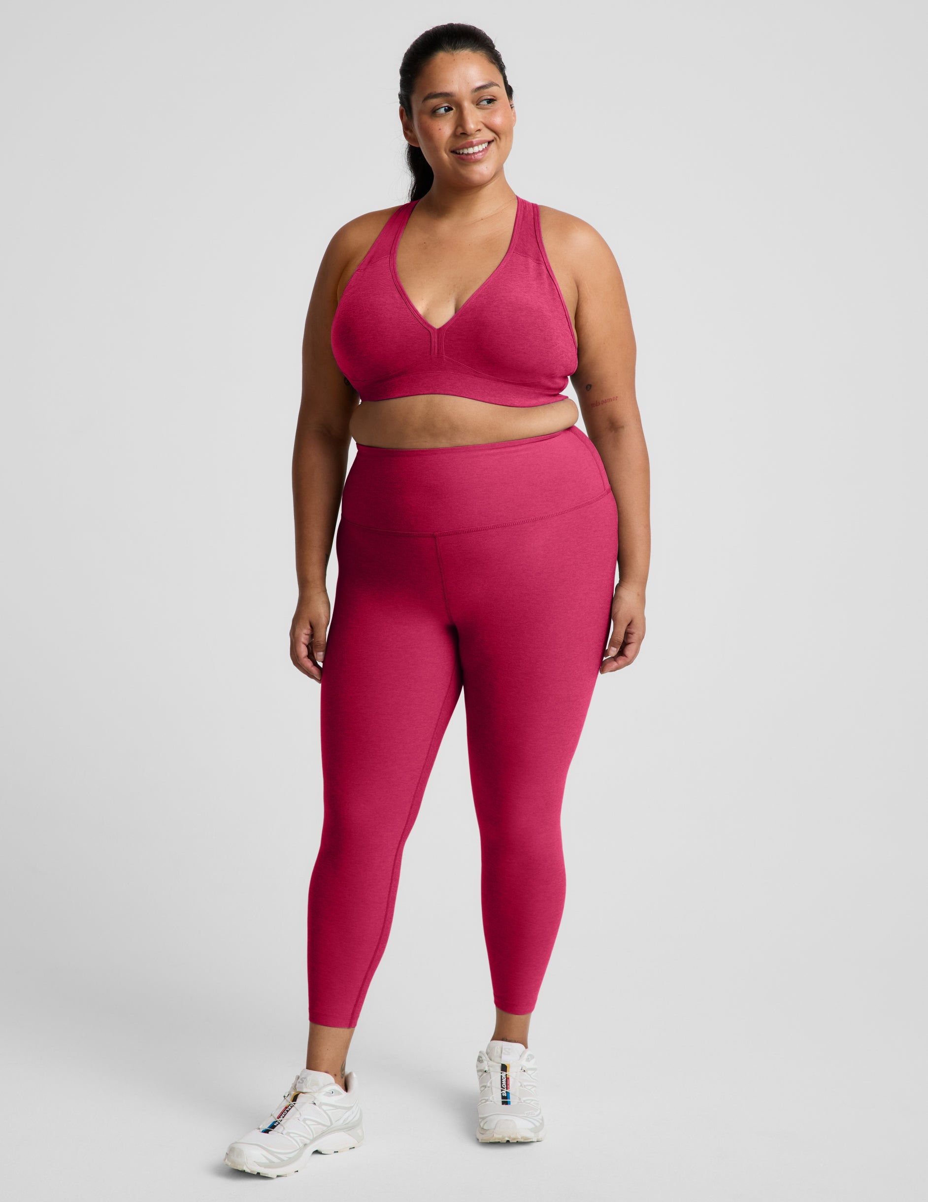 Spacedye™ Caught In The Midi High Waisted Legging - Berry Red Heather