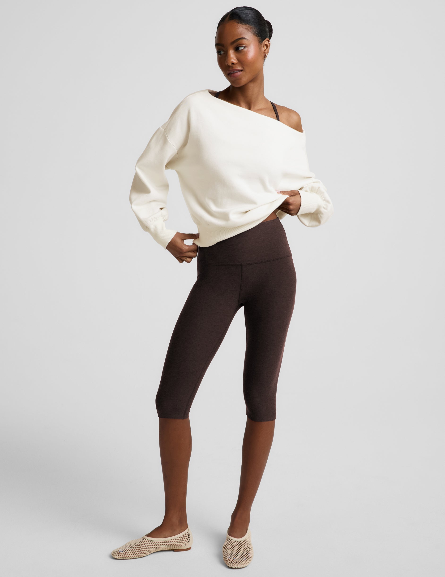 Spacedye™ Pedal Pusher High Waisted Legging - Dark Chocolate Heather