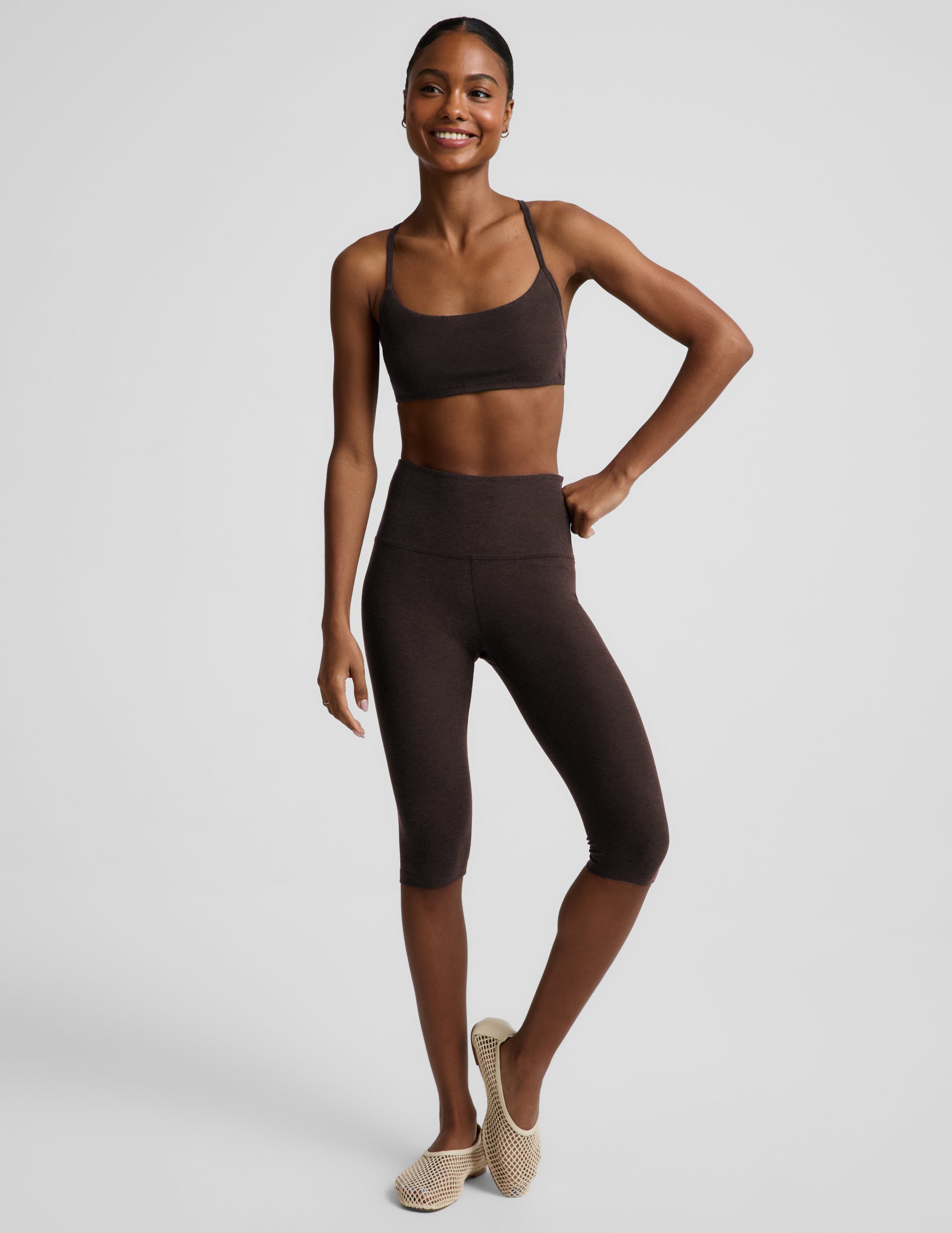 Spacedye™ Pedal Pusher High Waisted Legging - Dark Chocolate Heather