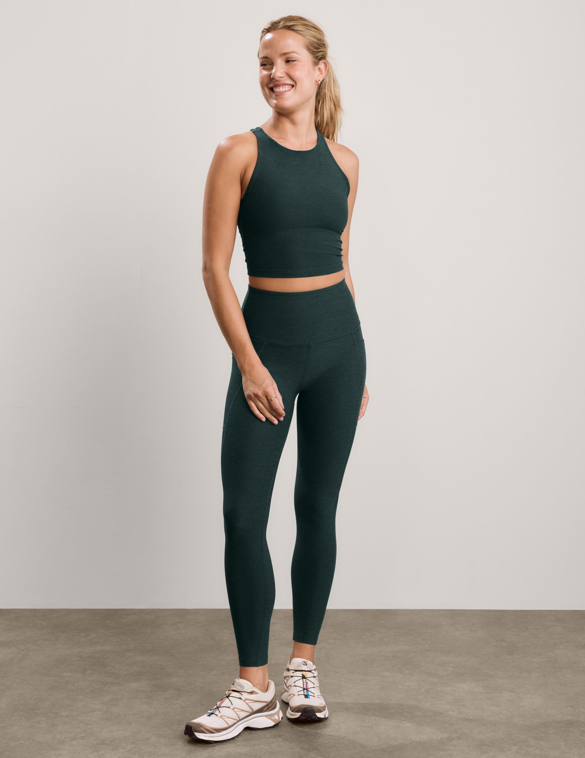 Spacedye™ Out Of Pocket High Waisted Midi Legging - Dark Ivy Heather