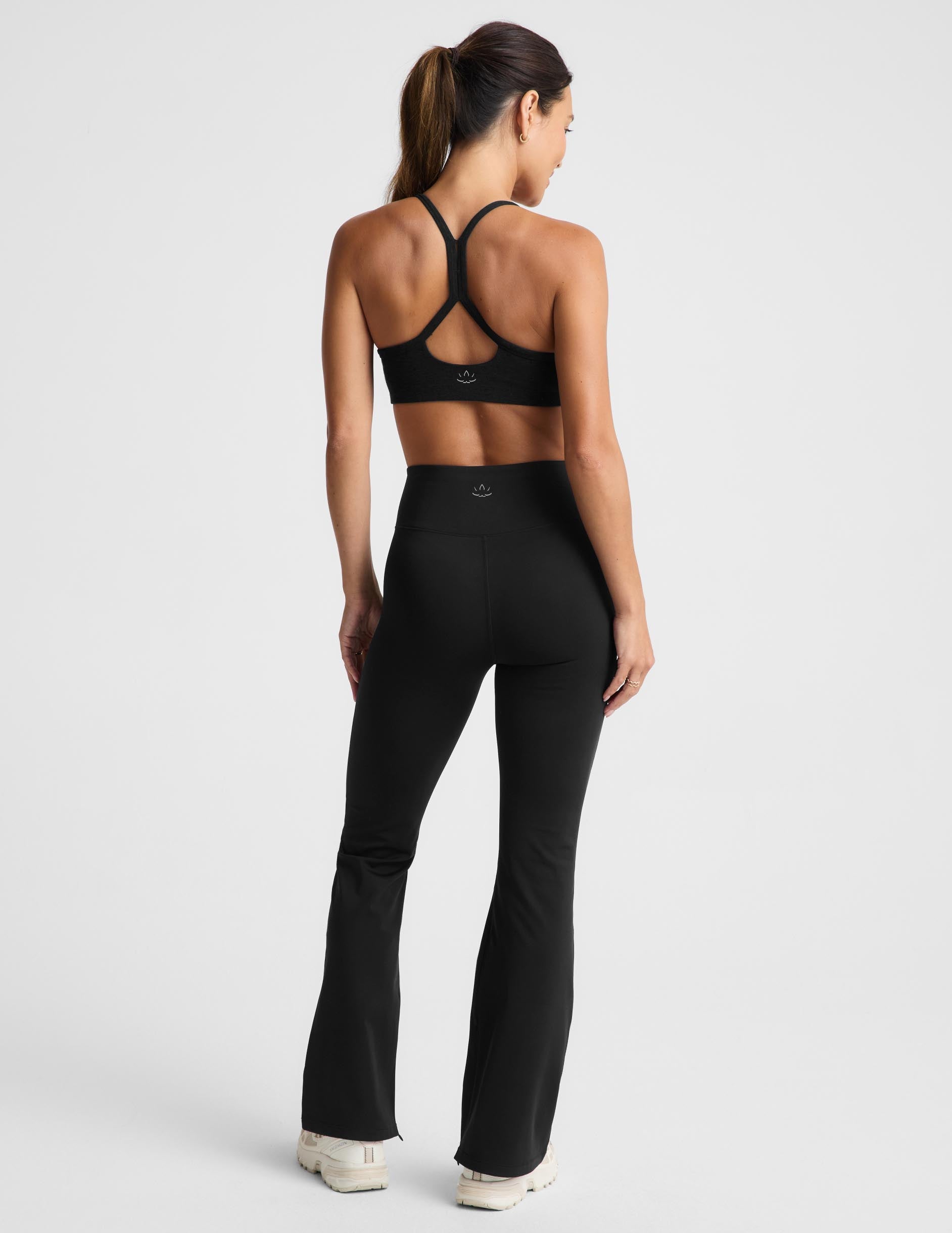 Pacer Fleece-Backed Split Hem Flare Pant - Black