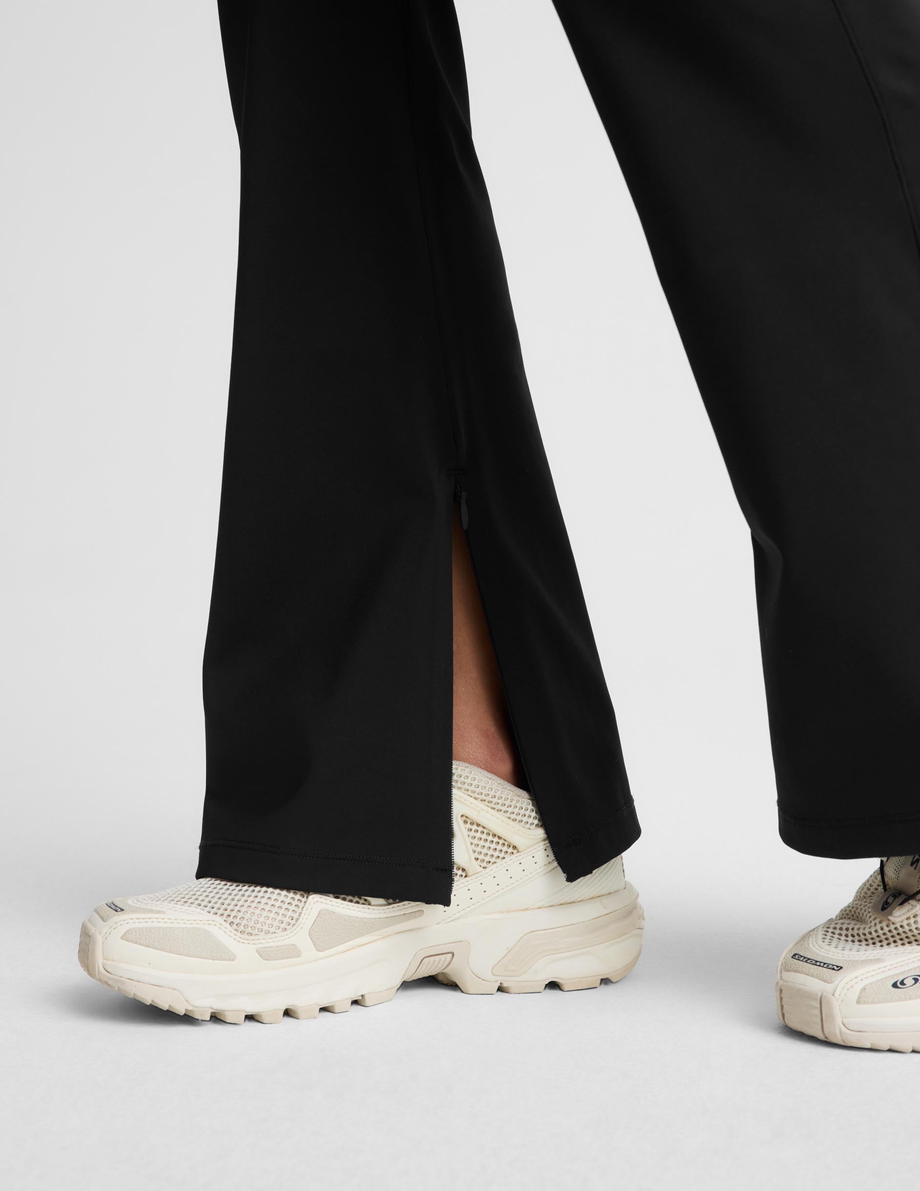 Pacer Fleece-Backed Split Hem Flare Pant - Black