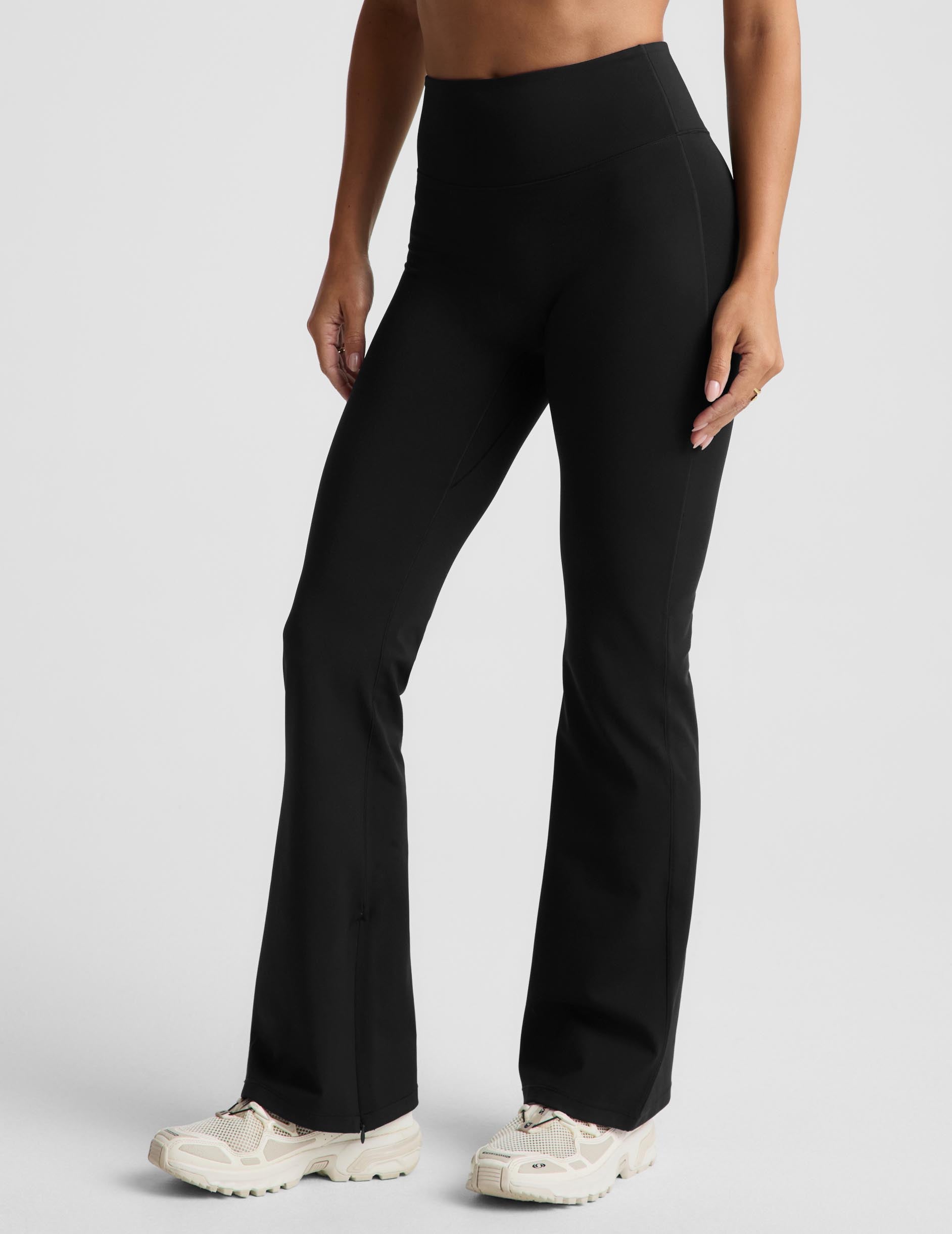 Pacer Fleece-Backed Split Hem Flare Pant - Black