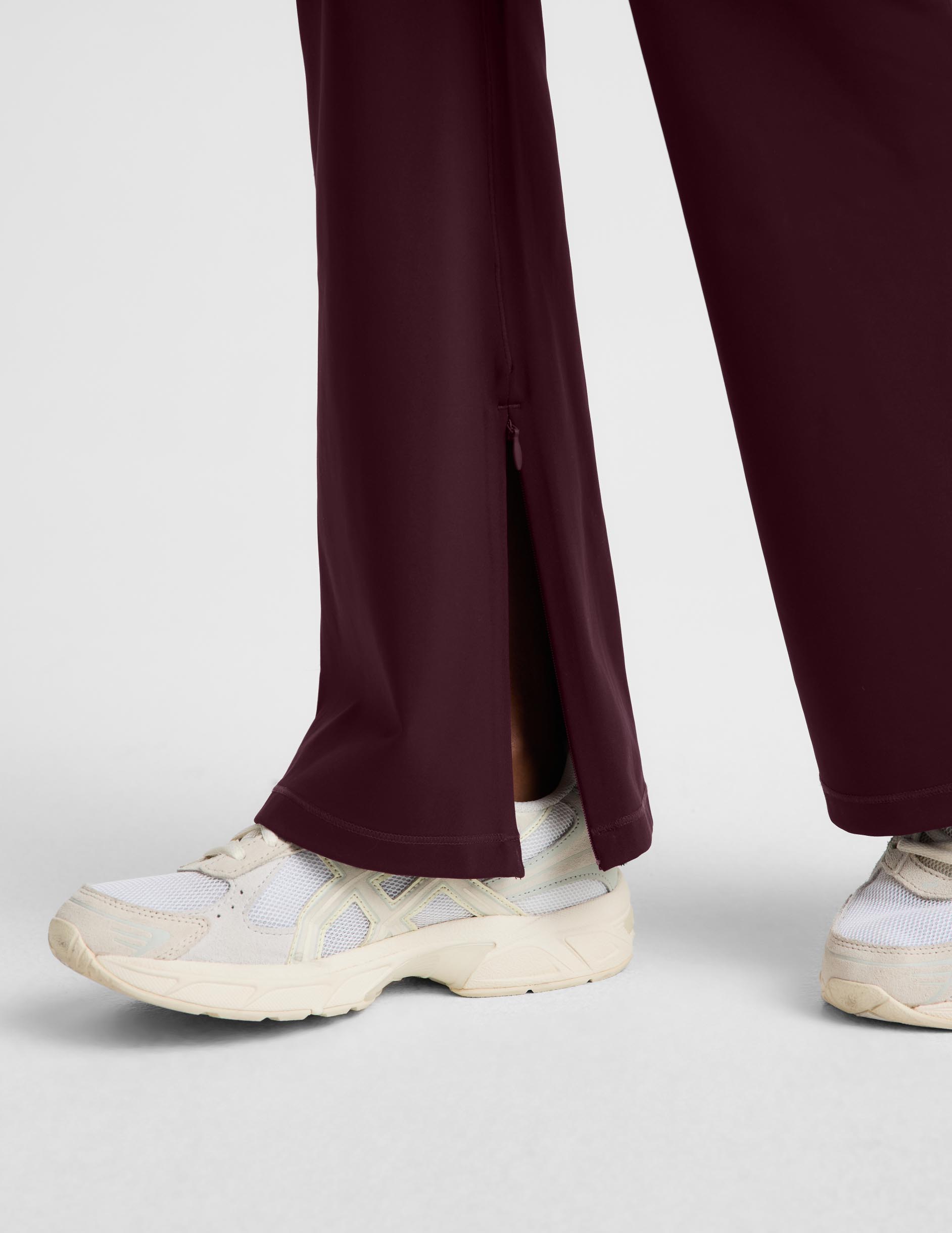 Pacer Fleece-Backed Split Hem Flare Pant - Cabernet