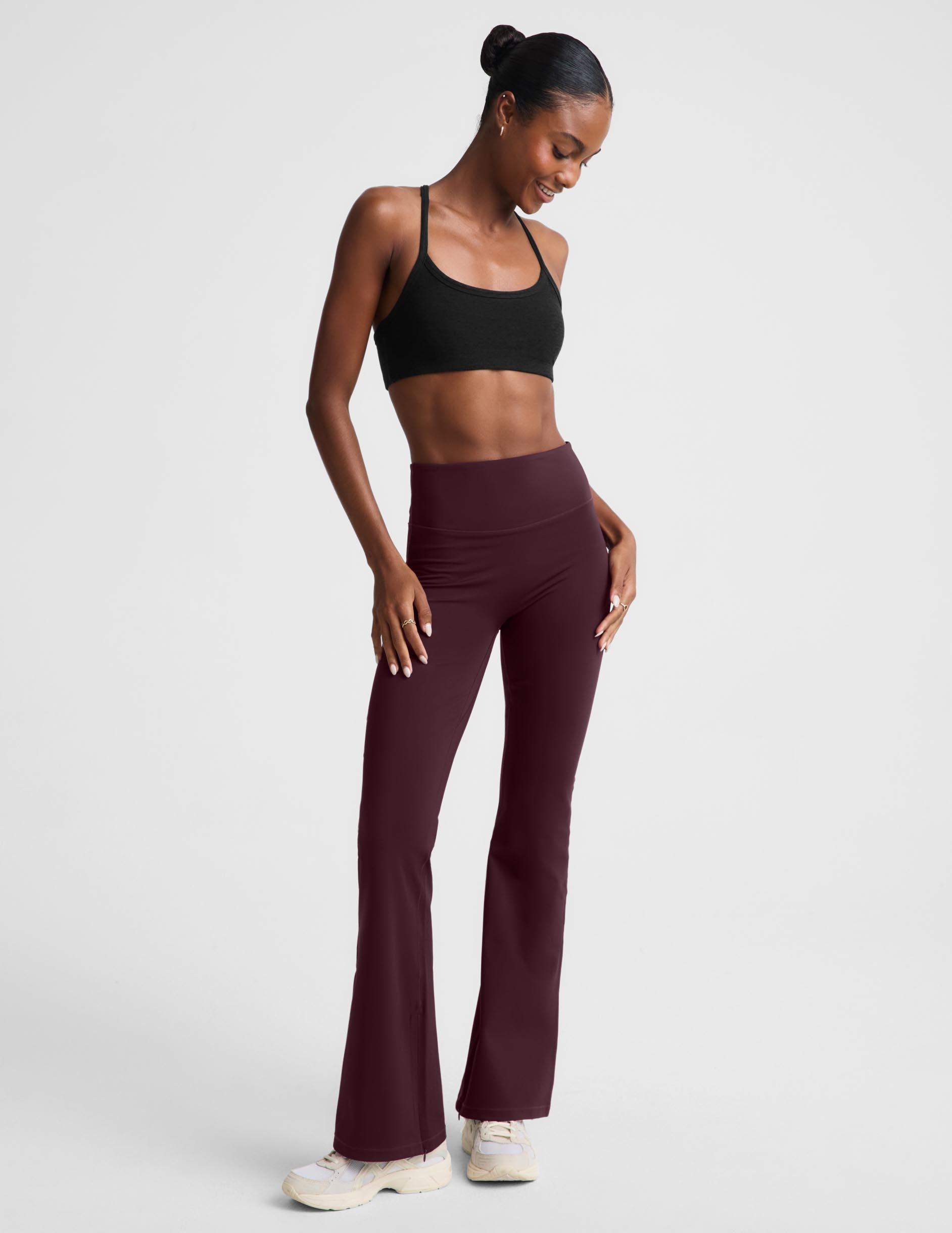Pacer Fleece-Backed Split Hem Flare Pant - Cabernet
