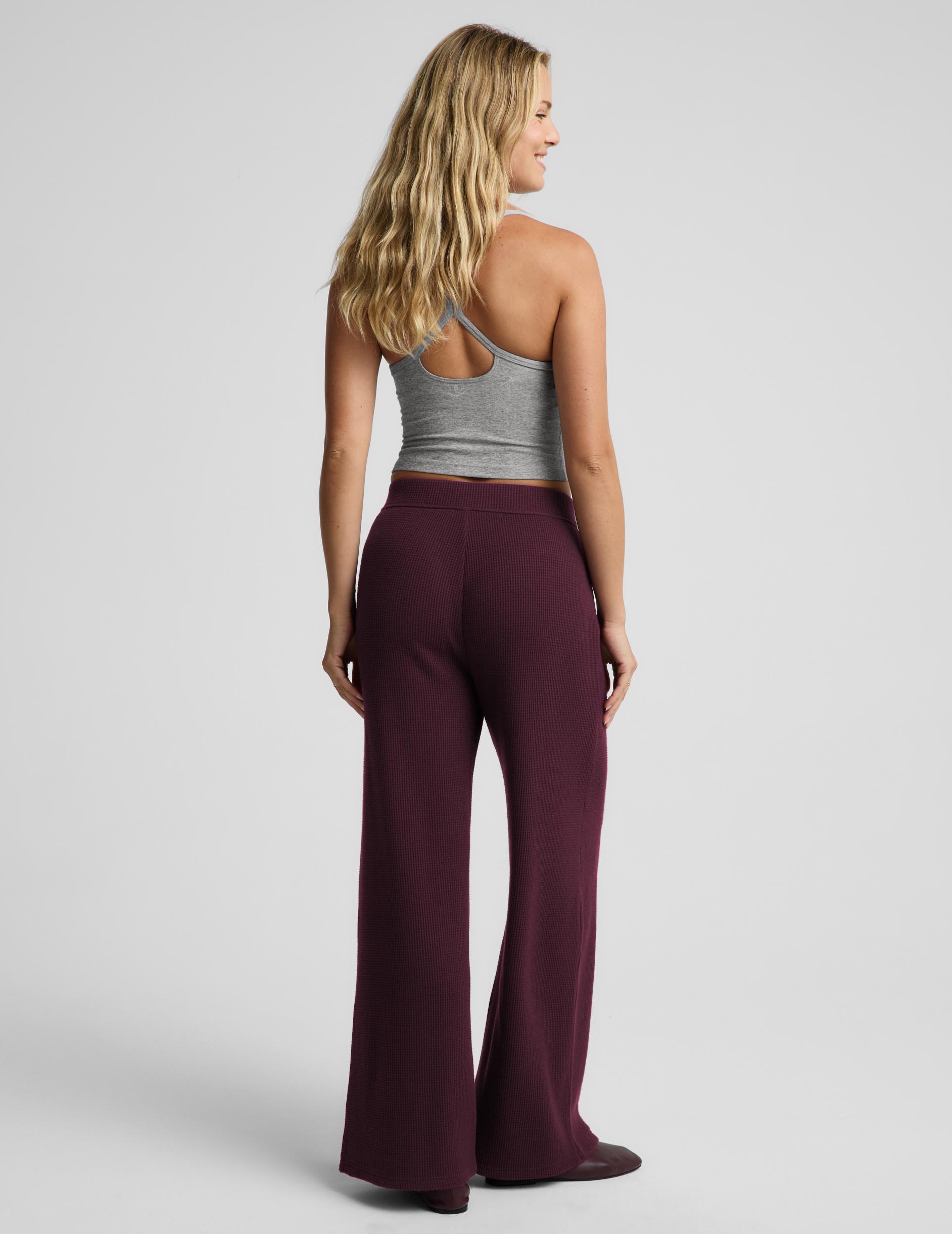 Rest Day Waffle Wide Leg Pant - Cabernet