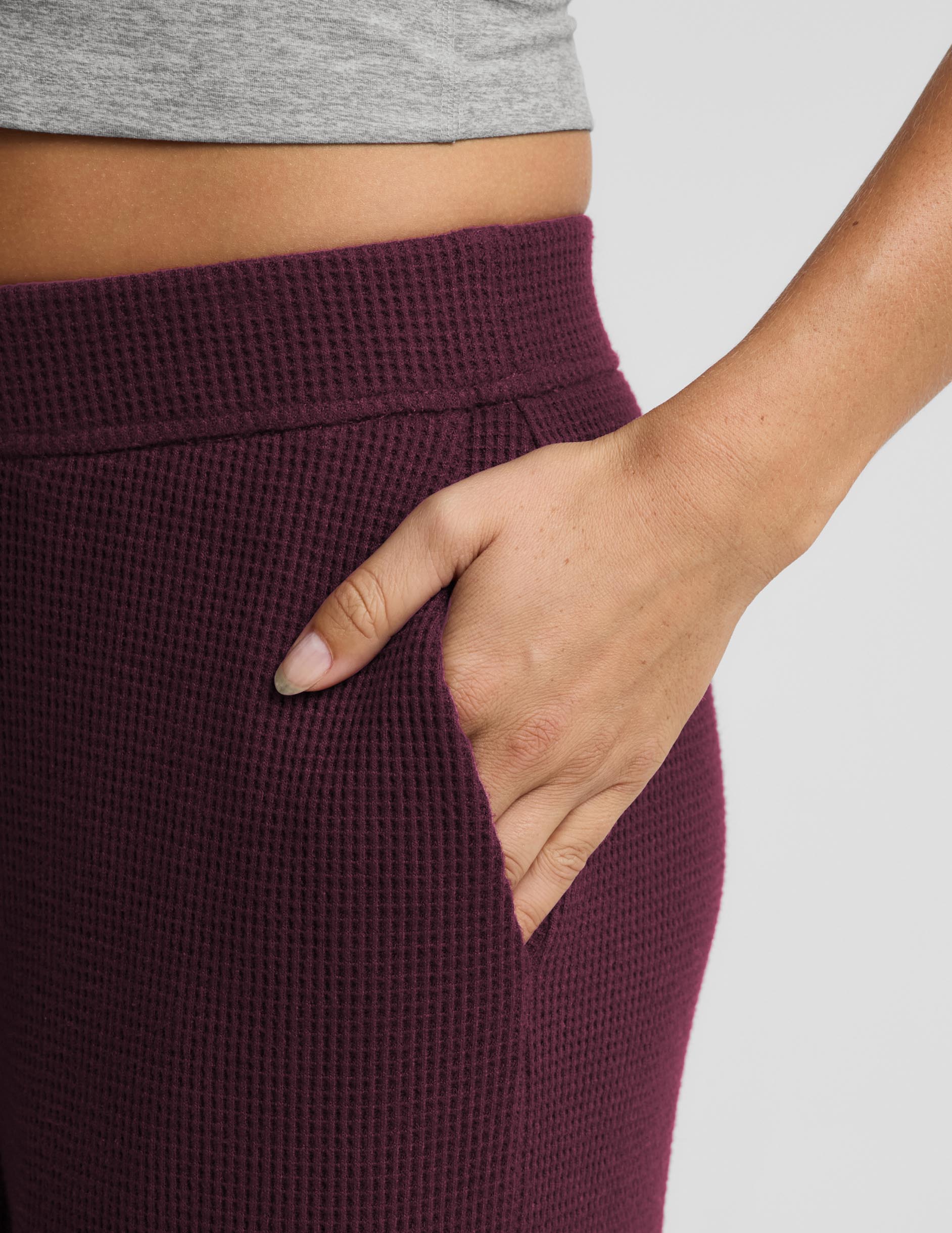 Rest Day Waffle Wide Leg Pant - Cabernet
