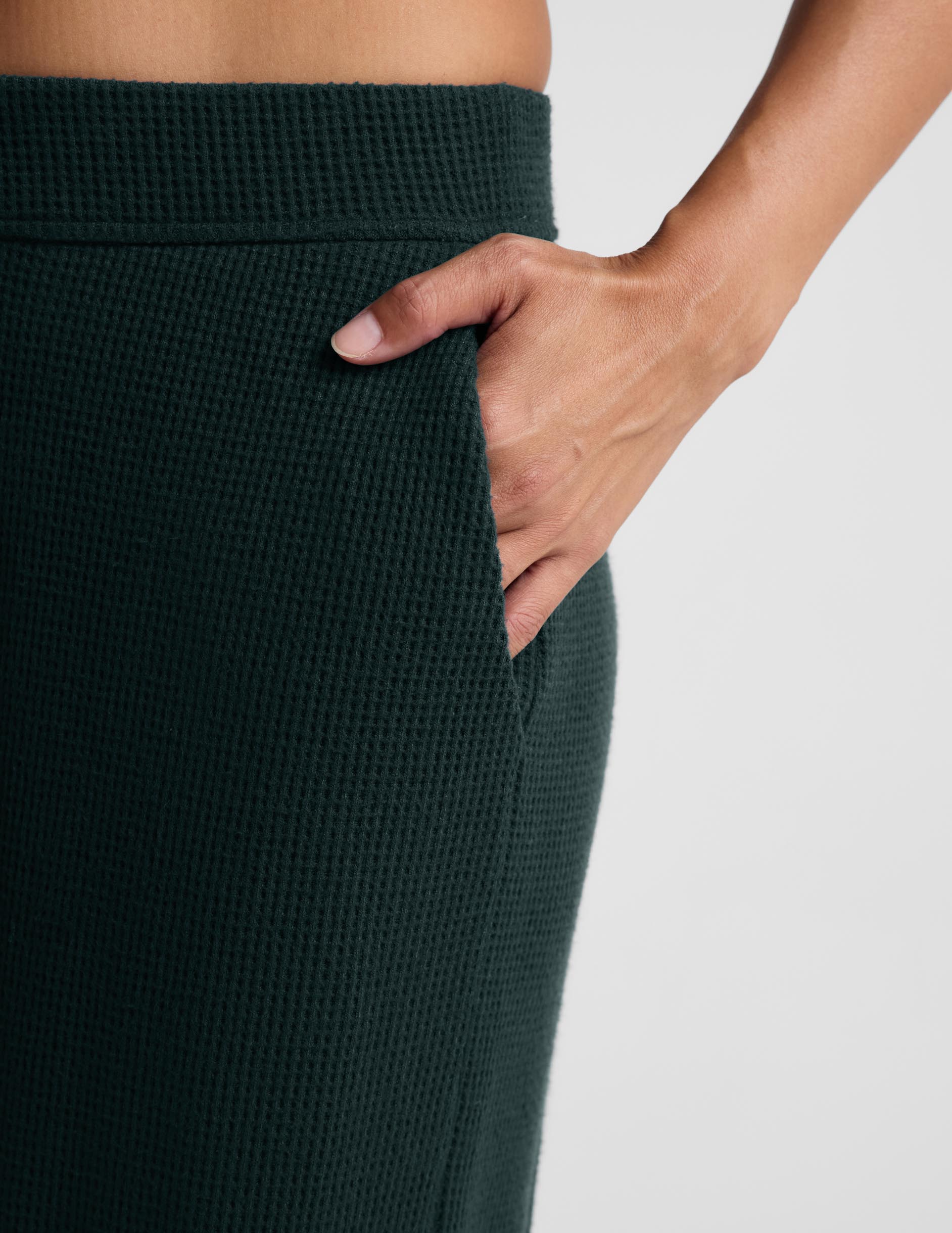 Rest Day Waffle Wide Leg Pant - Dark Ivy