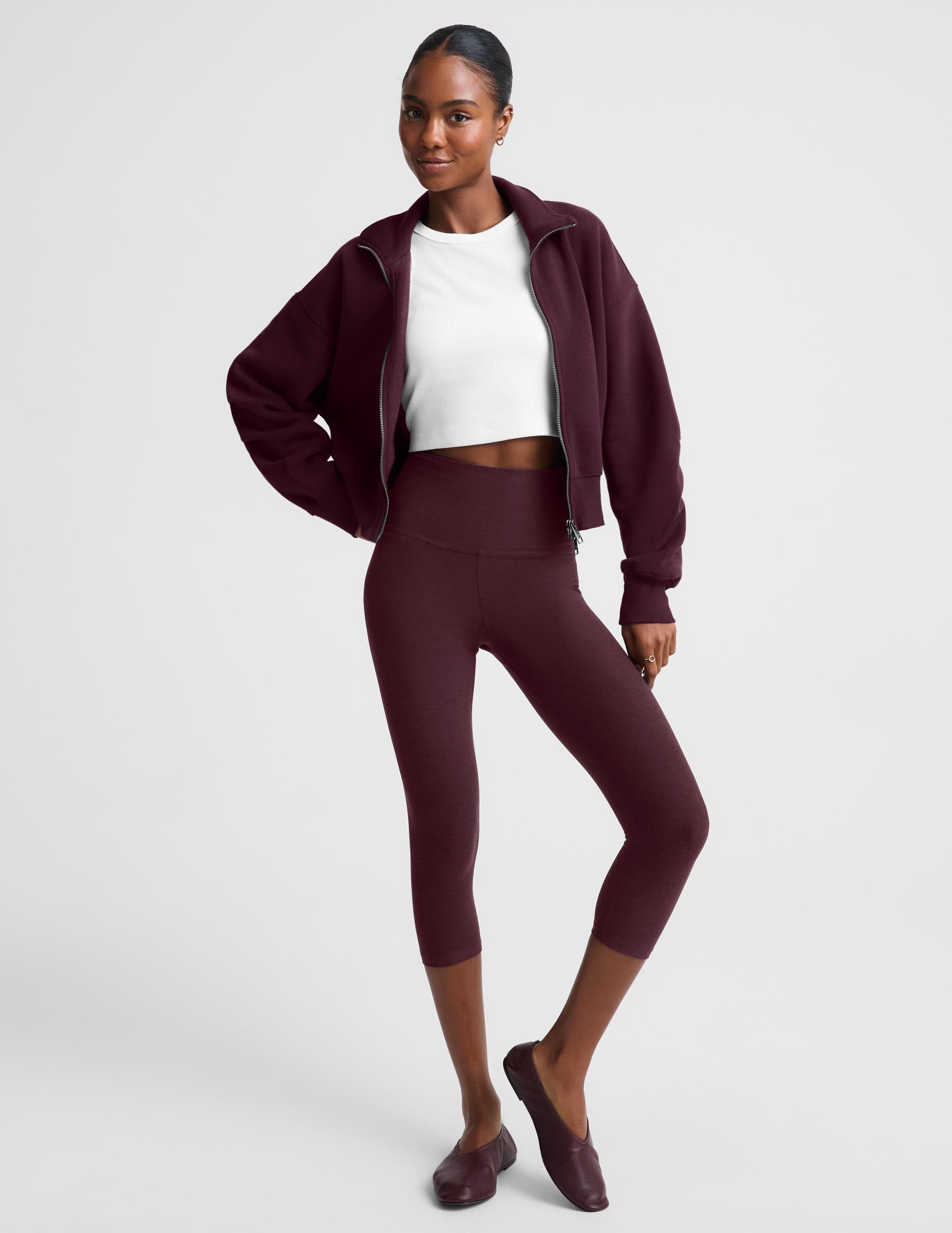 Spacedye™ Walk And Talk High Waisted Capri Legging 20.5" - Cabernet Heather