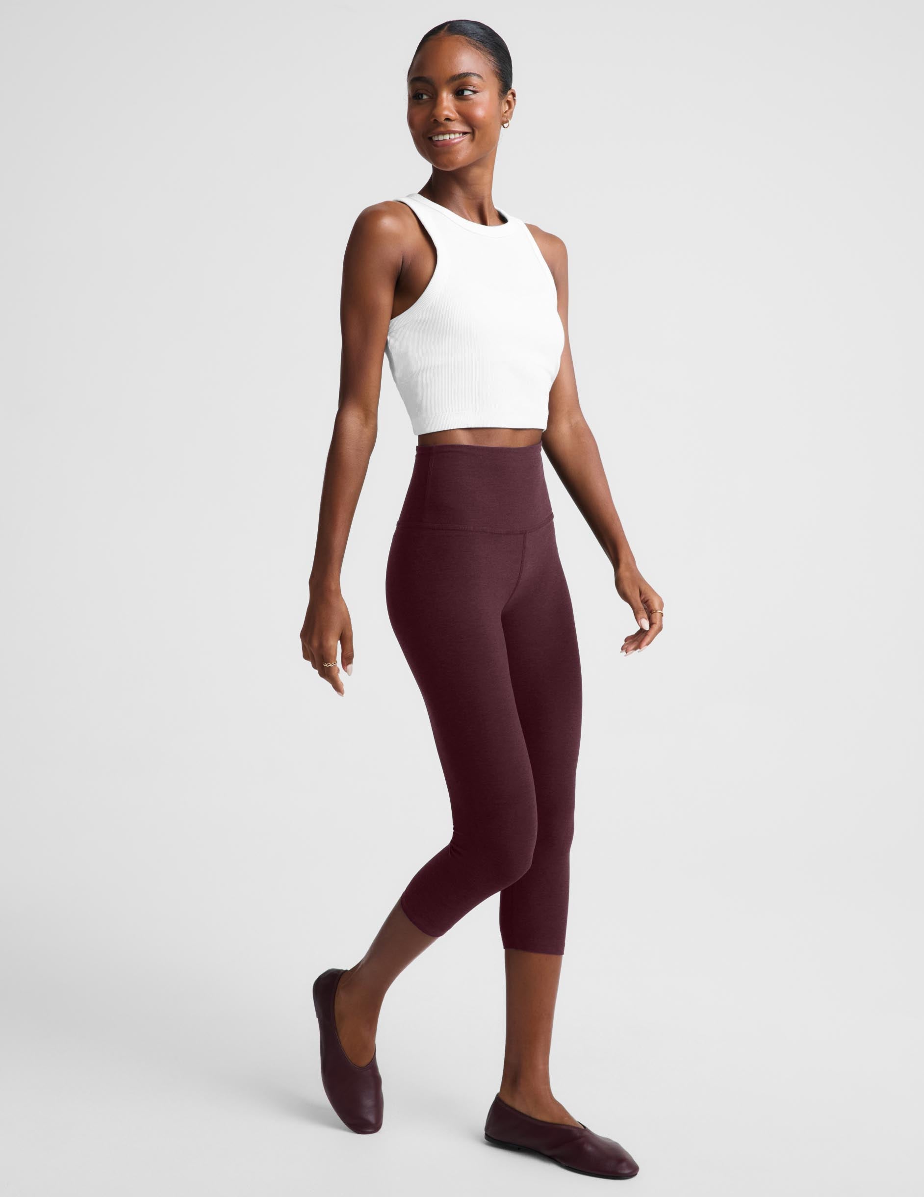 Spacedye™ Walk And Talk High Waisted Capri Legging 20.5" - Cabernet Heather