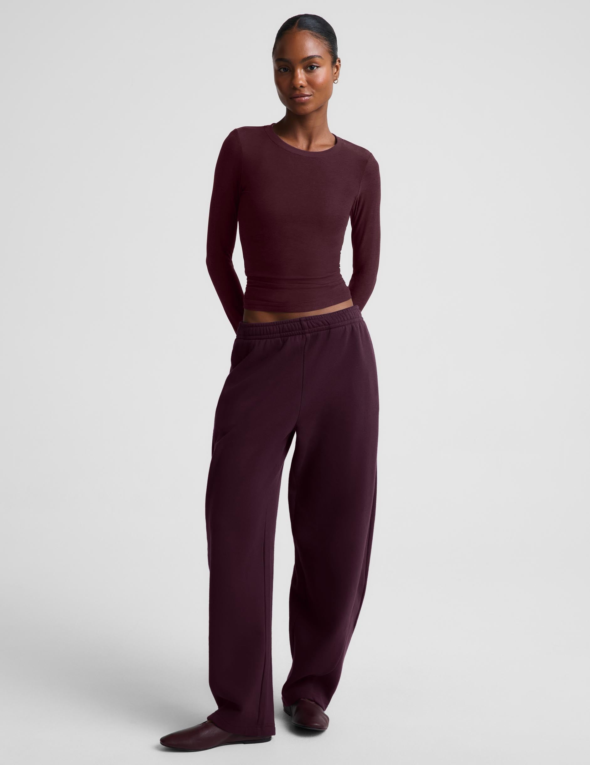 LuxeFleece 2.0™ Barrel Leg Sweatpant - Cabernet