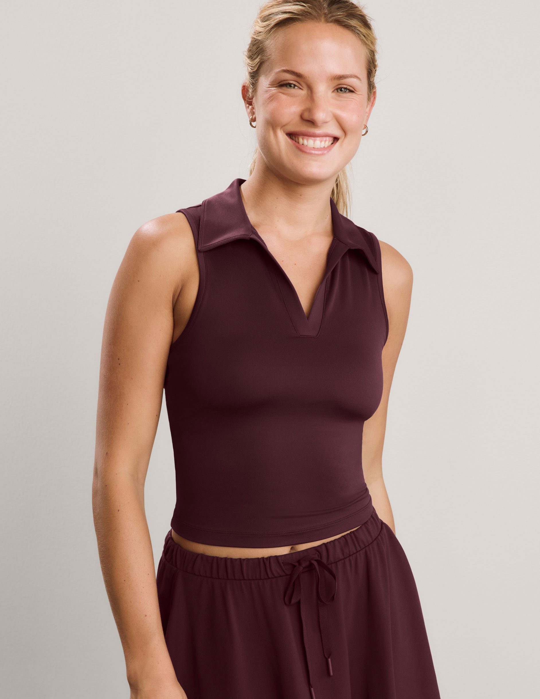 Sport Active Polo Tank - Cabernet