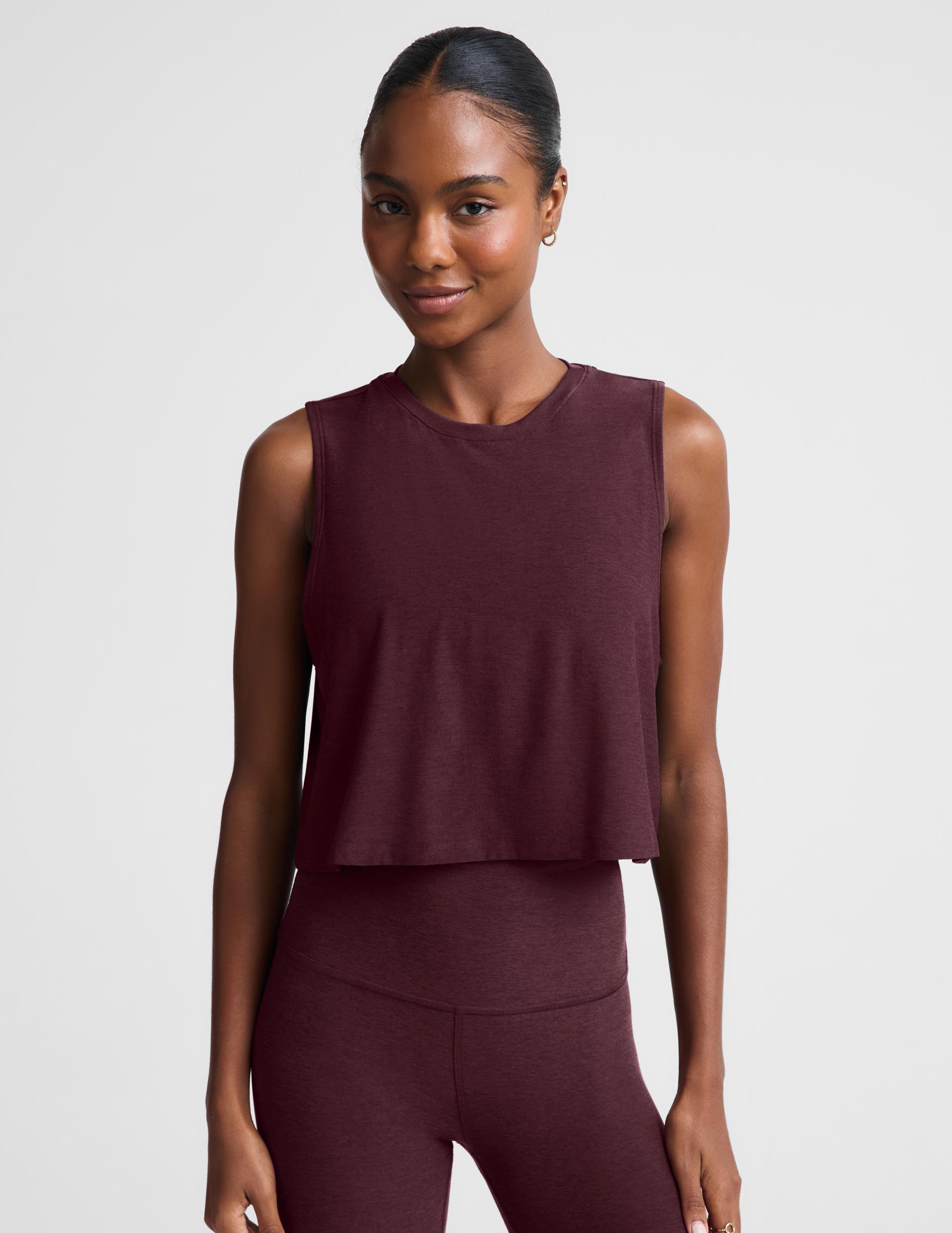 Featherweight Minimal Cropped Tank - Cabernet Heather