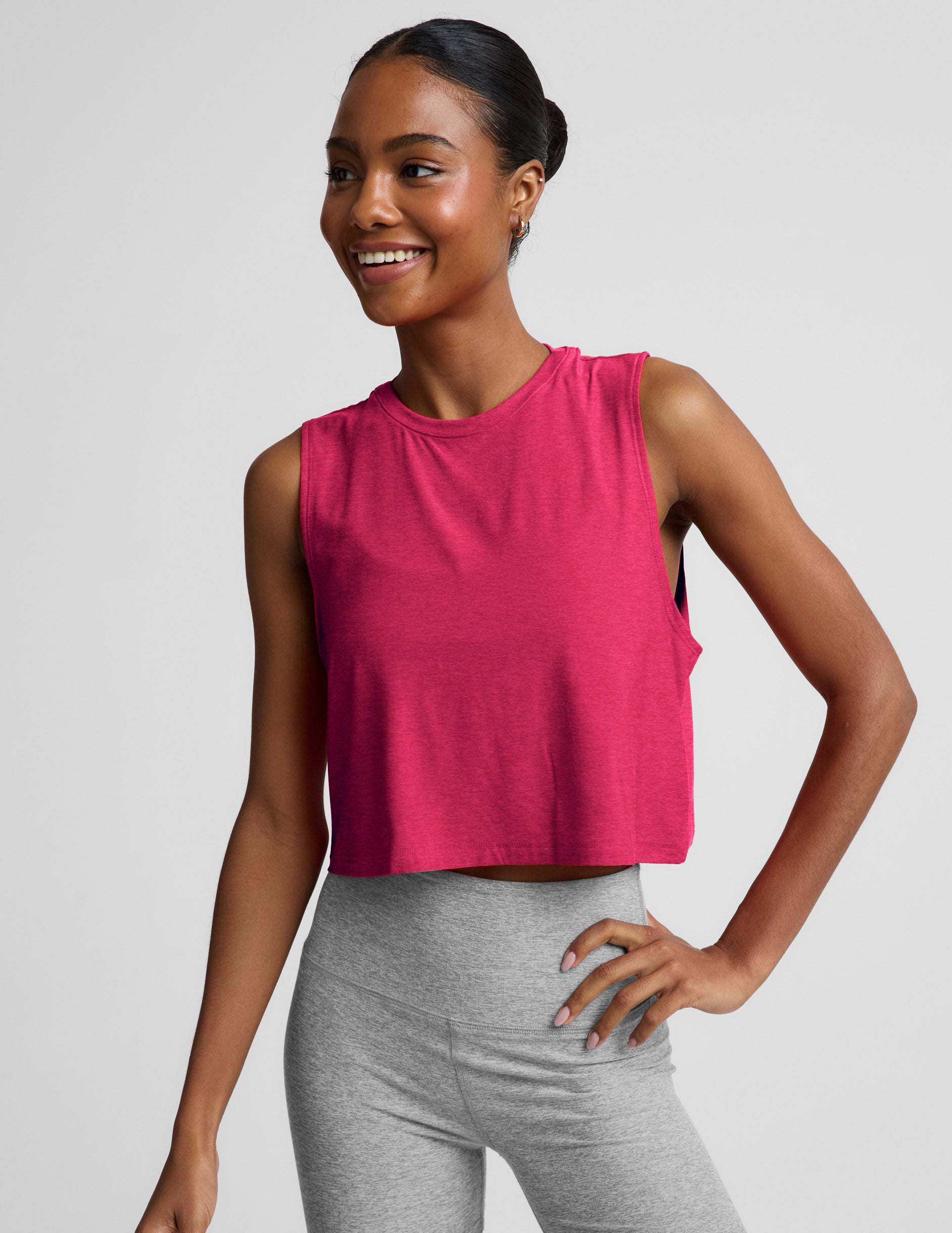 Featherweight Minimal Cropped Tank - Berry Red Heather