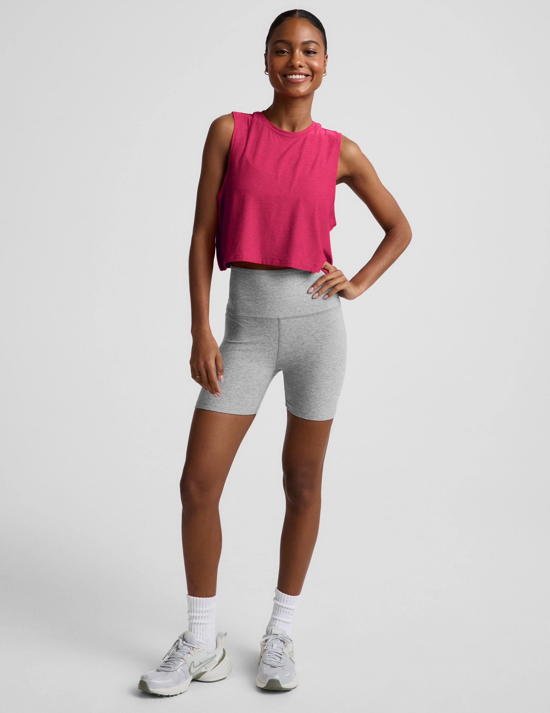 Featherweight Minimal Cropped Tank - Berry Red Heather