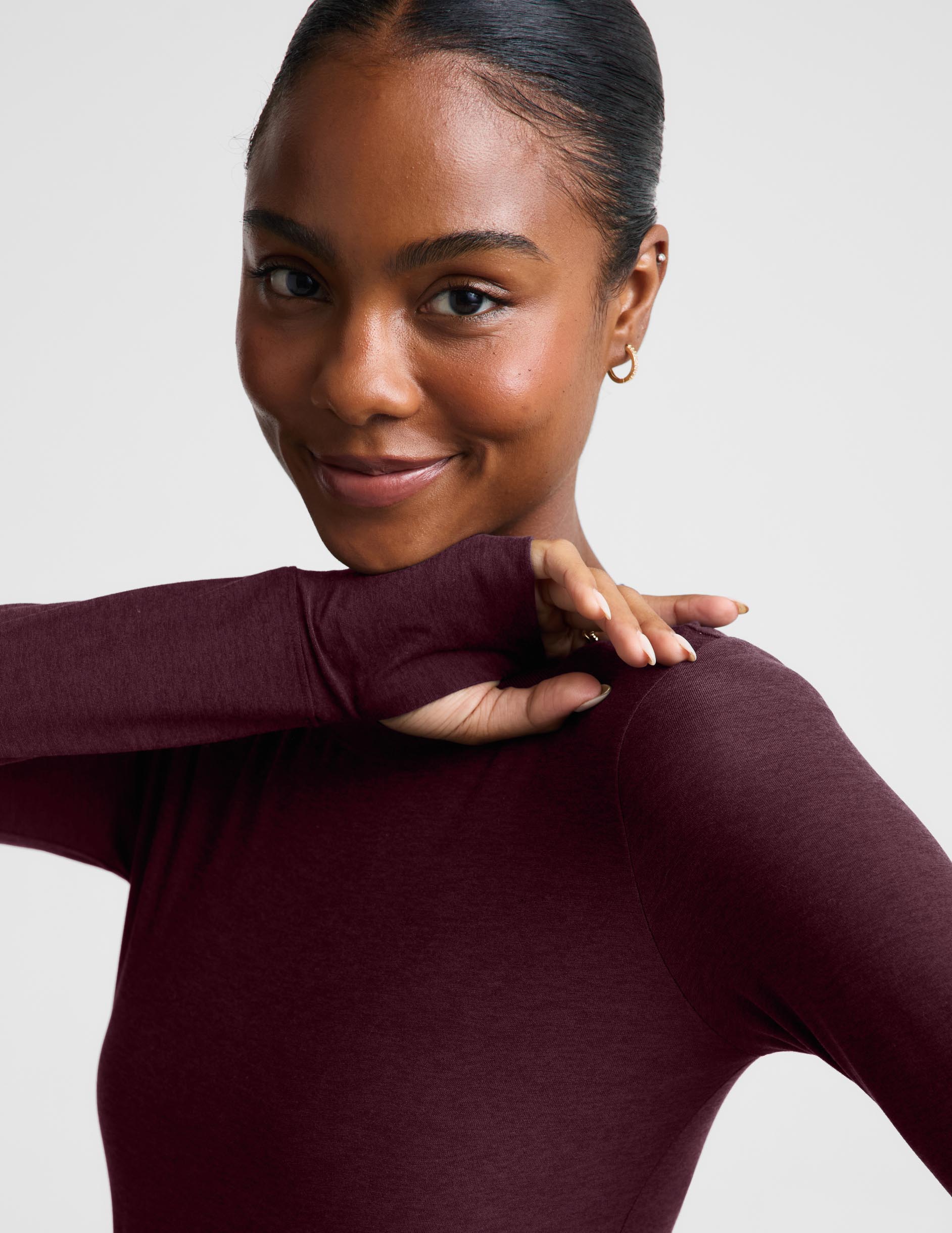 Featherweight Select Long Sleeve Crew - Cabernet Heather