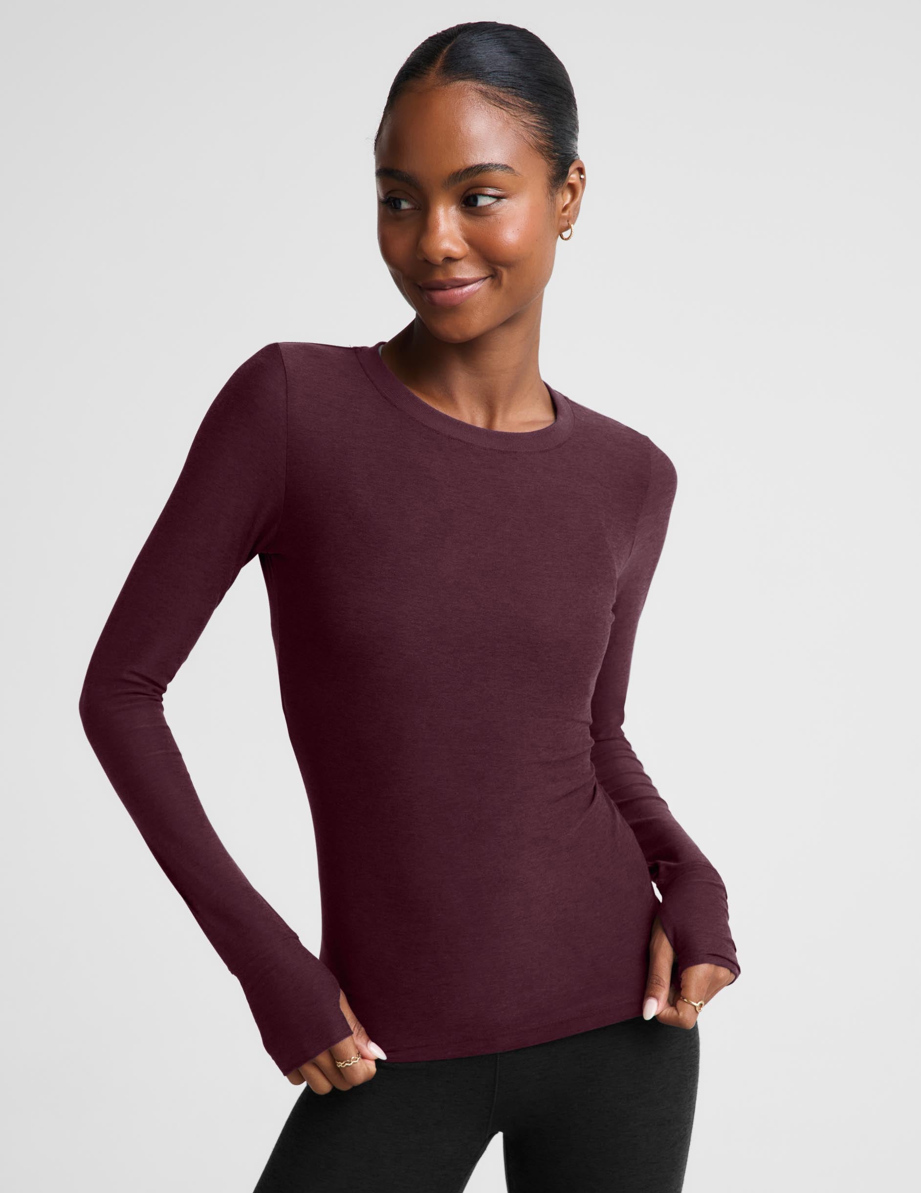 Featherweight Select Long Sleeve Crew - Cabernet Heather