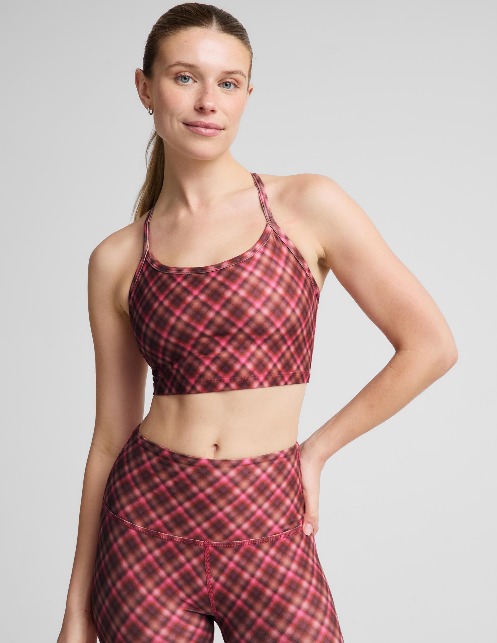 Autumn Argyle SoftMark Slim Racerback High Cropped Tank - Autumn Argyle