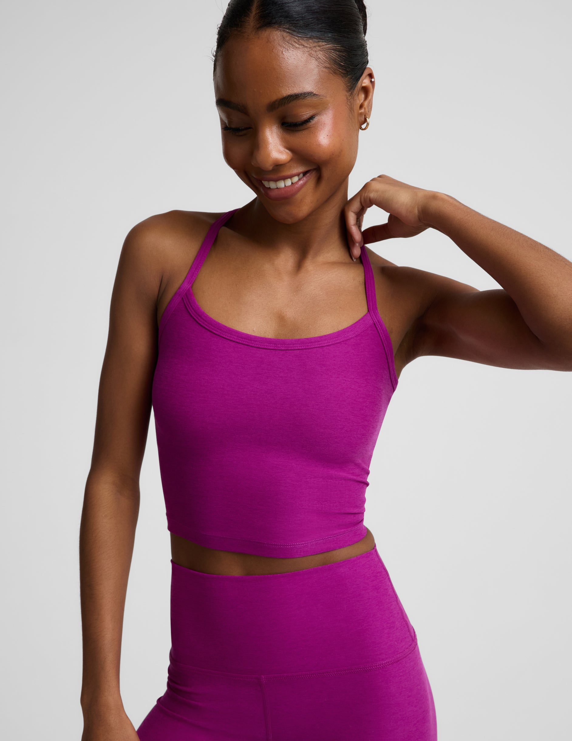 Spacedye™ Slim Racerback Cropped Tank - Berry Bliss Heather