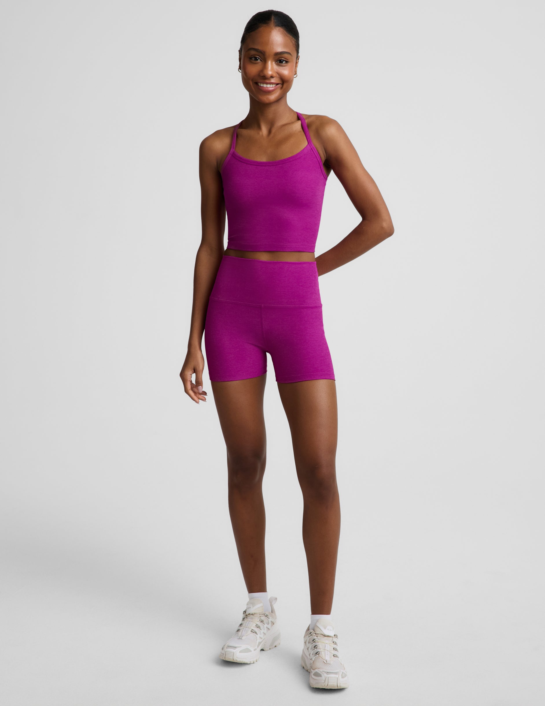 Spacedye™ Slim Racerback Cropped Tank - Berry Bliss Heather