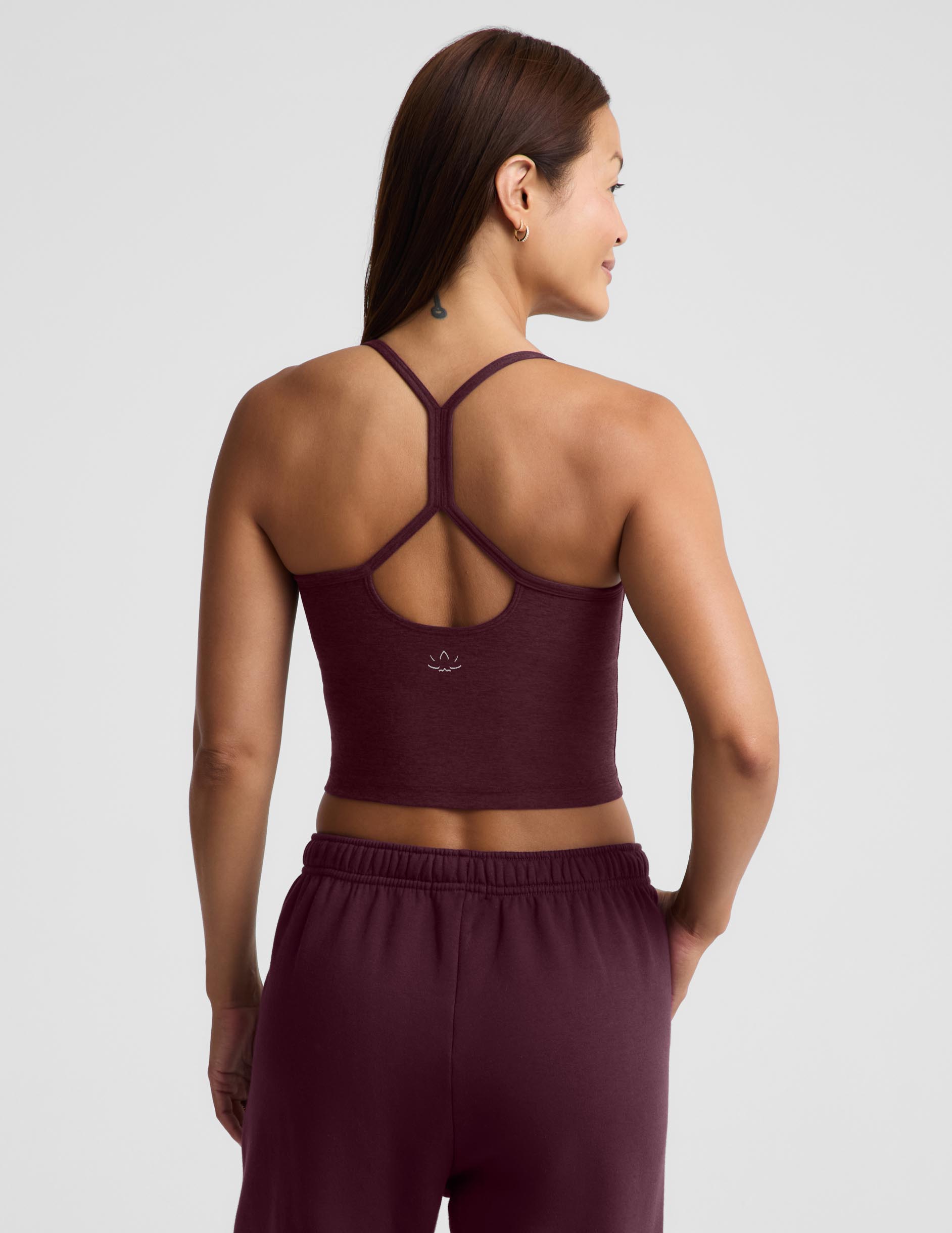Spacedye™ Slim Racerback Cropped Tank - Cabernet Heather