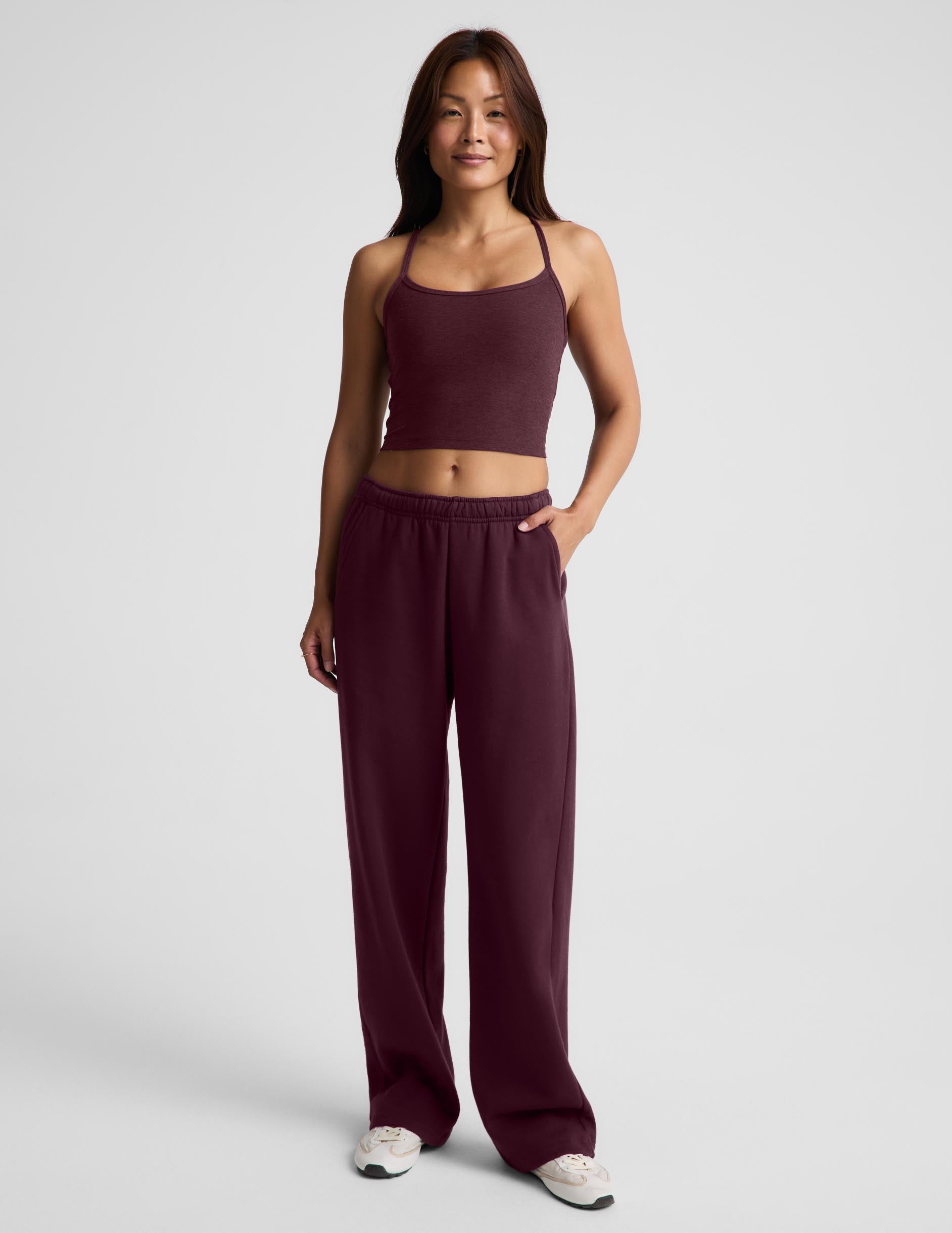 Spacedye™ Slim Racerback Cropped Tank - Cabernet Heather