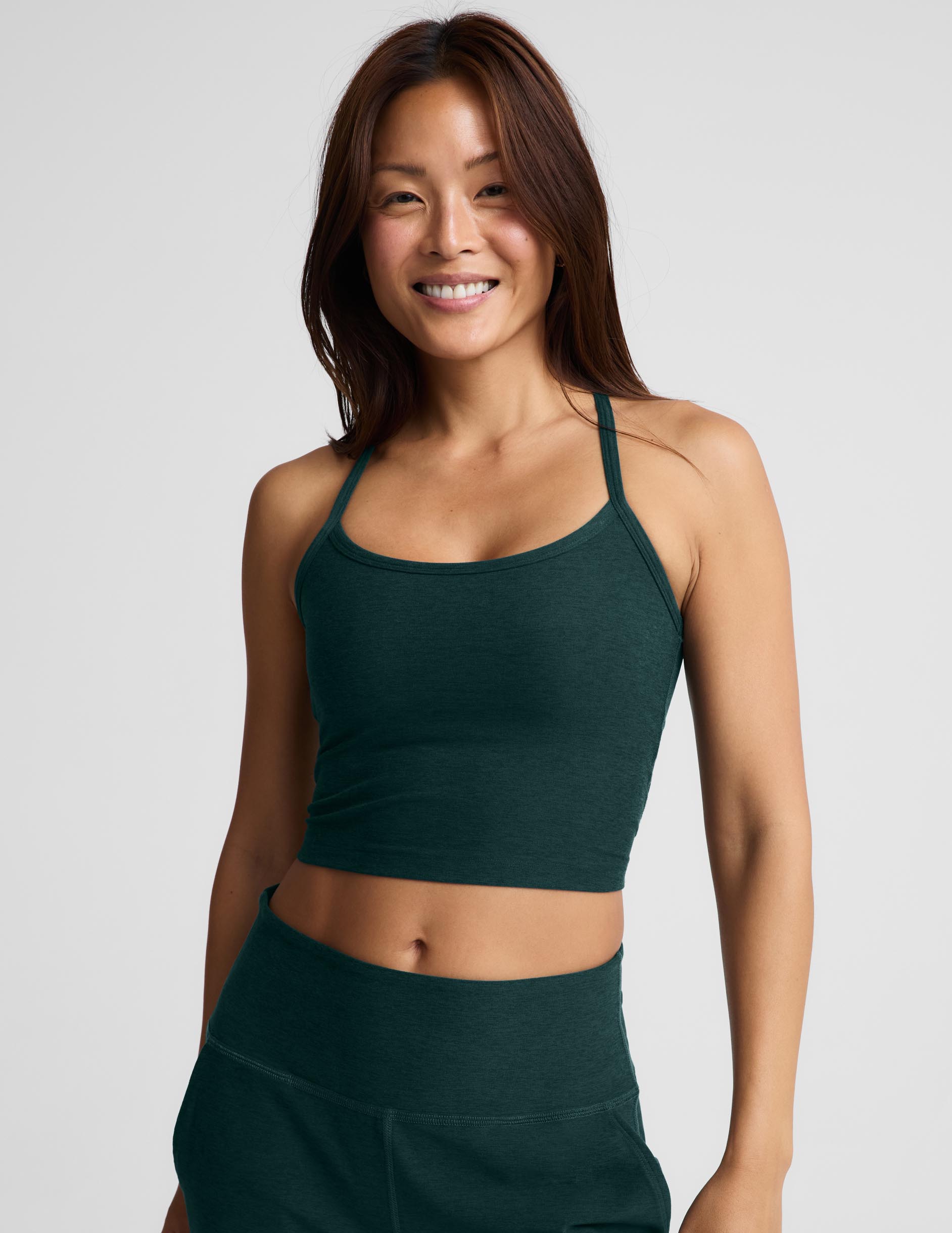 Spacedye™ Slim Racerback Cropped Tank - Dark Ivy Heather