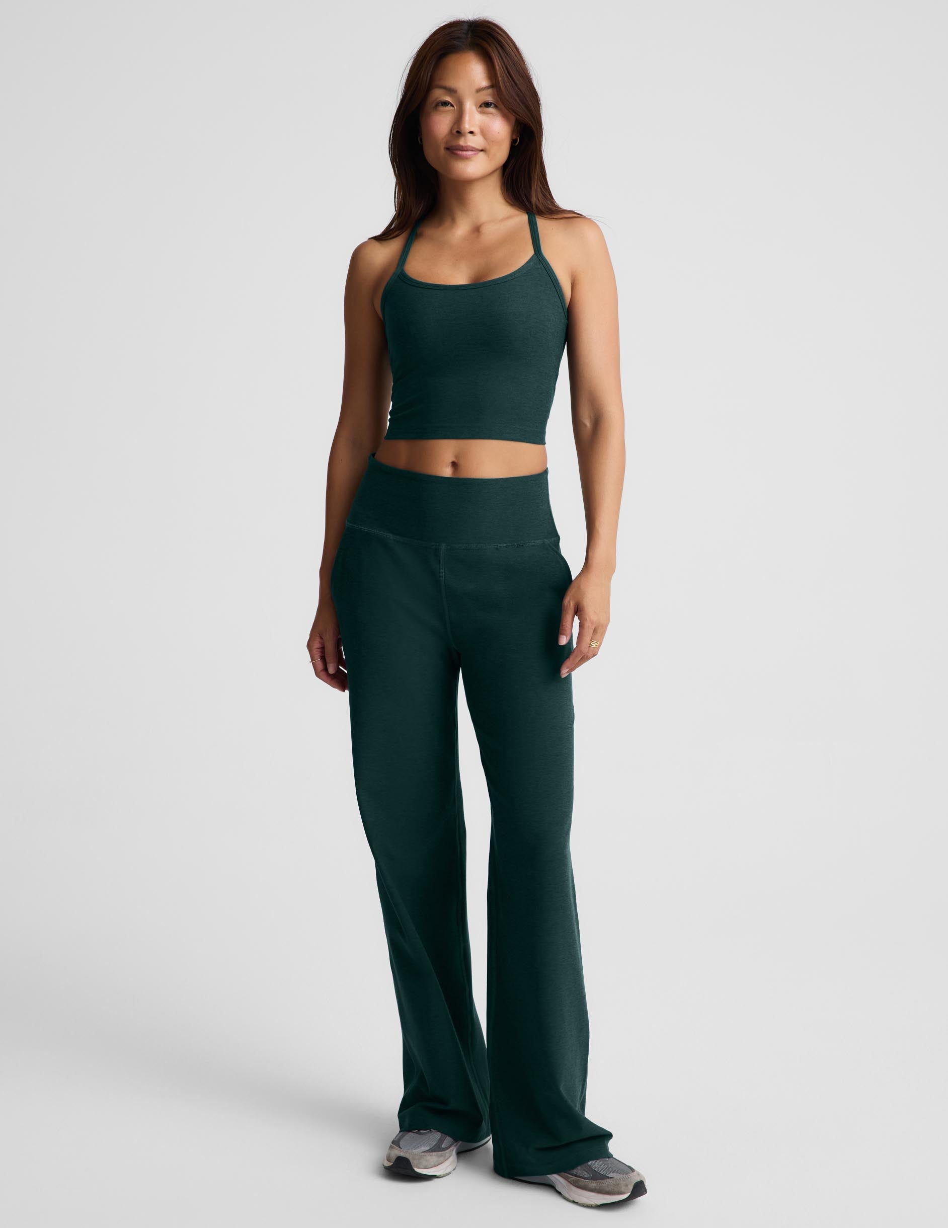 Spacedye™ Slim Racerback Cropped Tank - Dark Ivy Heather