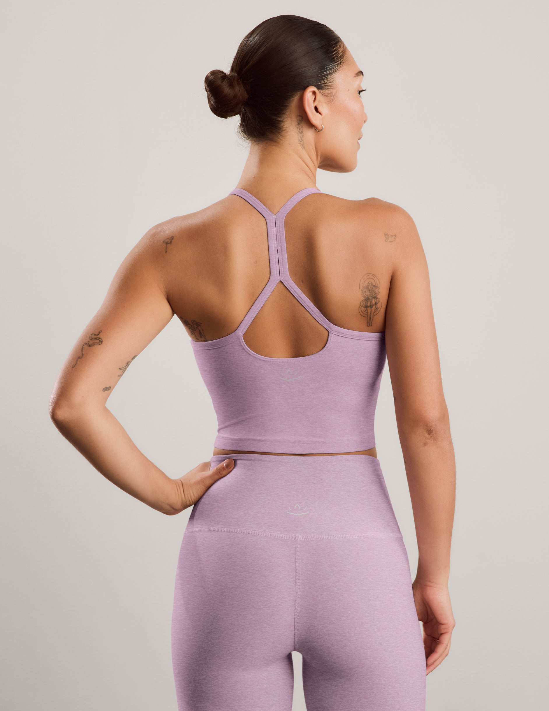 Spacedye™ Slim Racerback Cropped Tank - Lavender Cream Heather