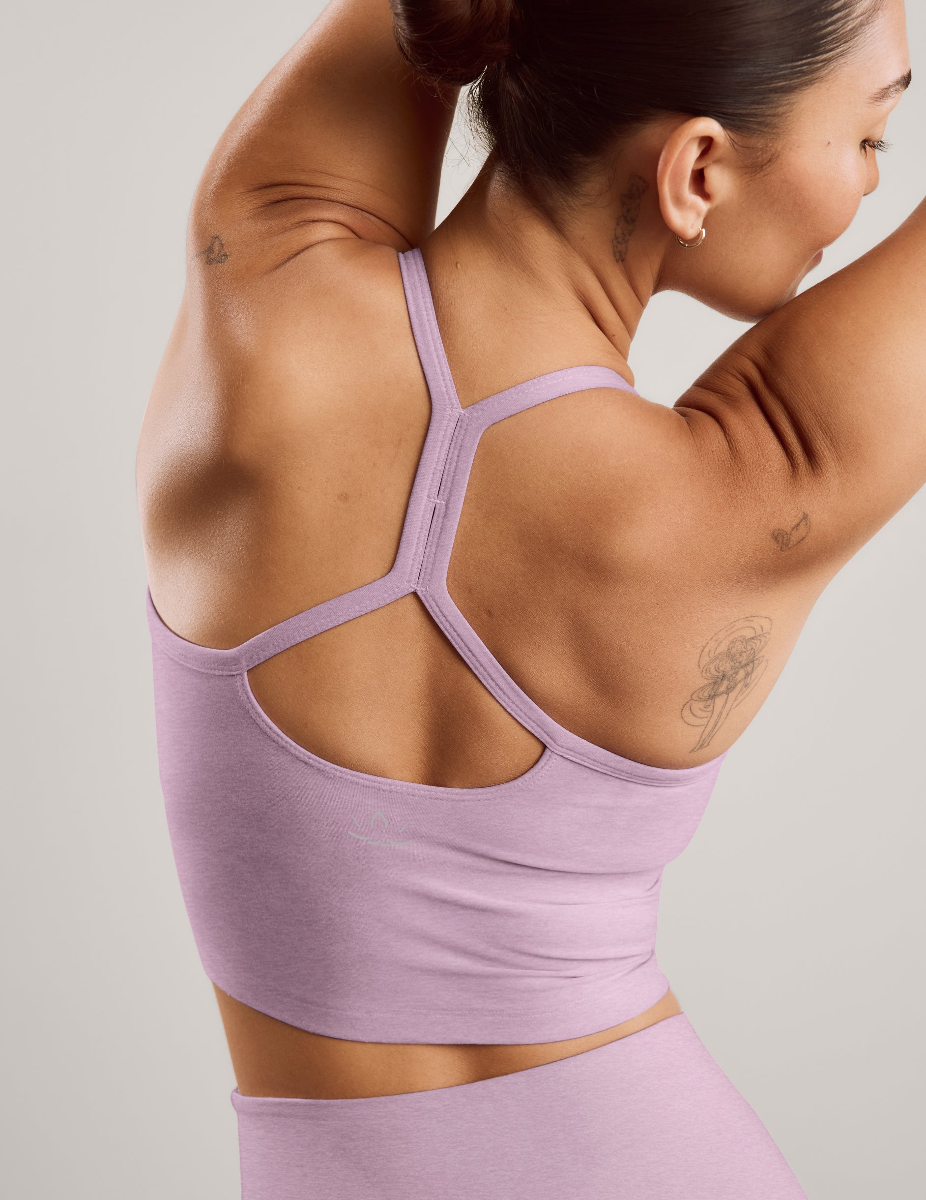 Spacedye™ Slim Racerback Cropped Tank - Lavender Cream Heather