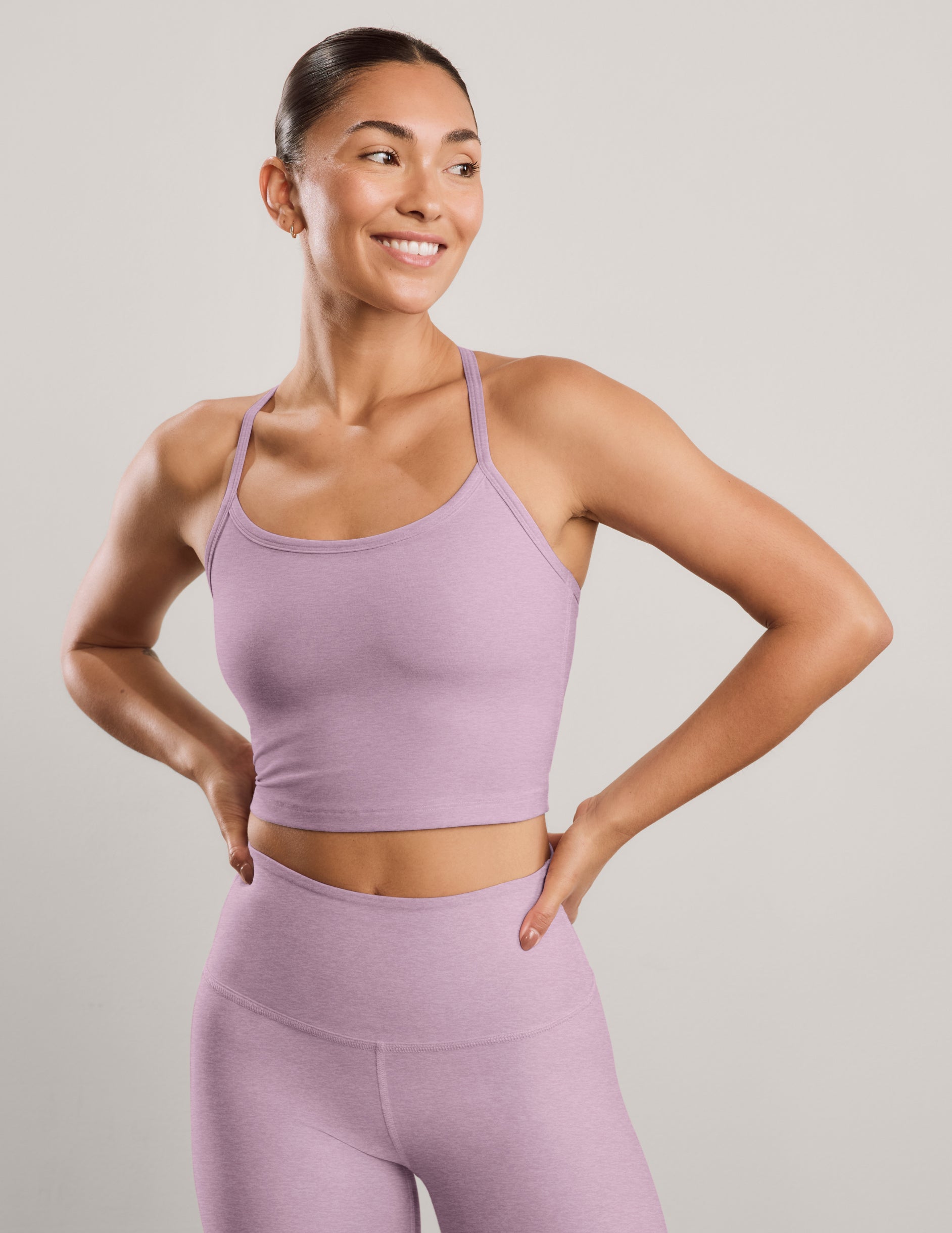 Spacedye™ Slim Racerback Cropped Tank - Lavender Cream Heather