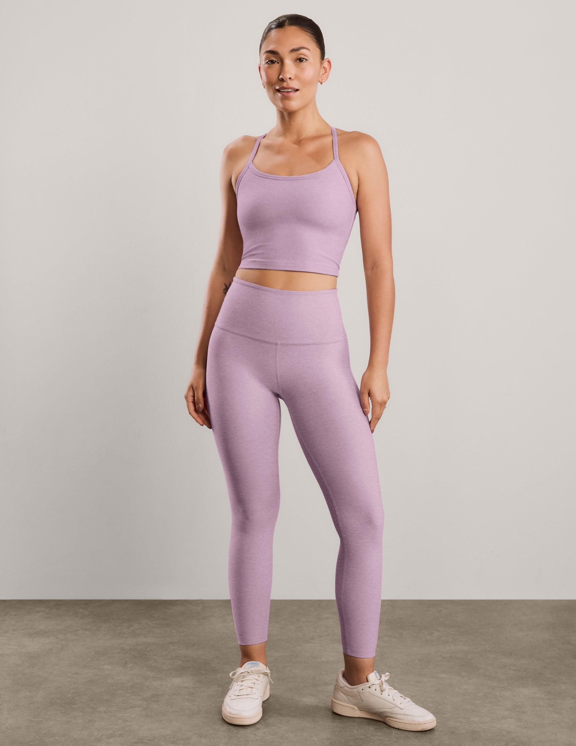 Spacedye™ Slim Racerback Cropped Tank - Lavender Cream Heather