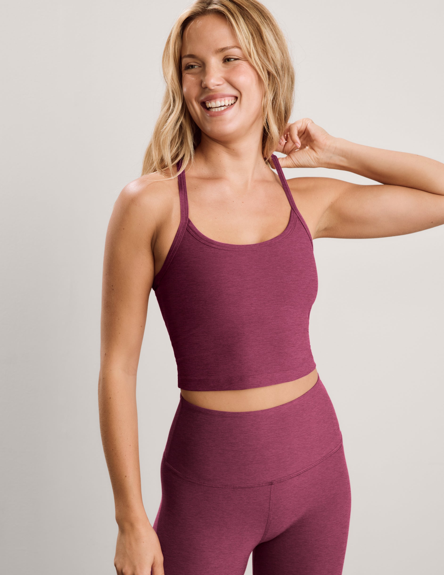 Spacedye™ Slim Racerback Cropped Tank - Pomegranate Heather