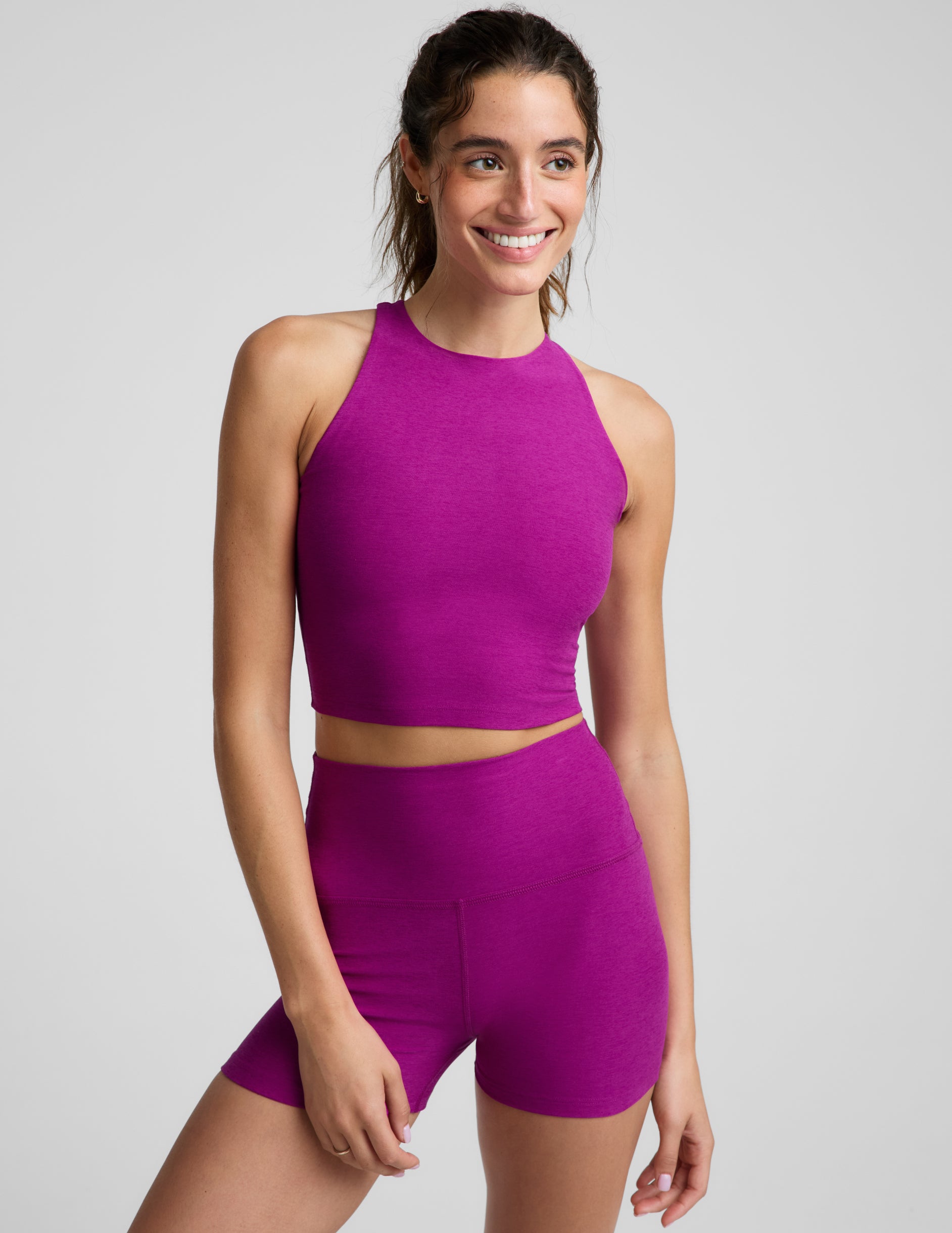 Spacedye™ Refocus Cropped Tank - Berry Bliss Heather