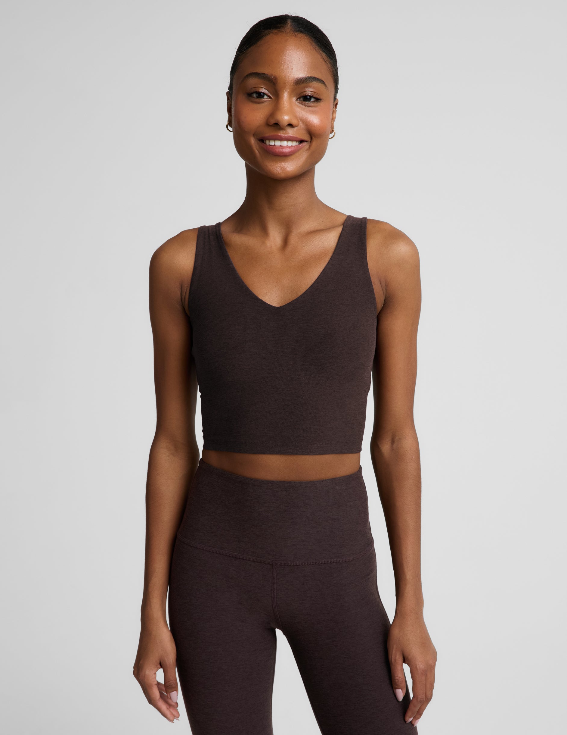 Spacedye™ Good Day Cropped Tank - Dark Chocolate Heather