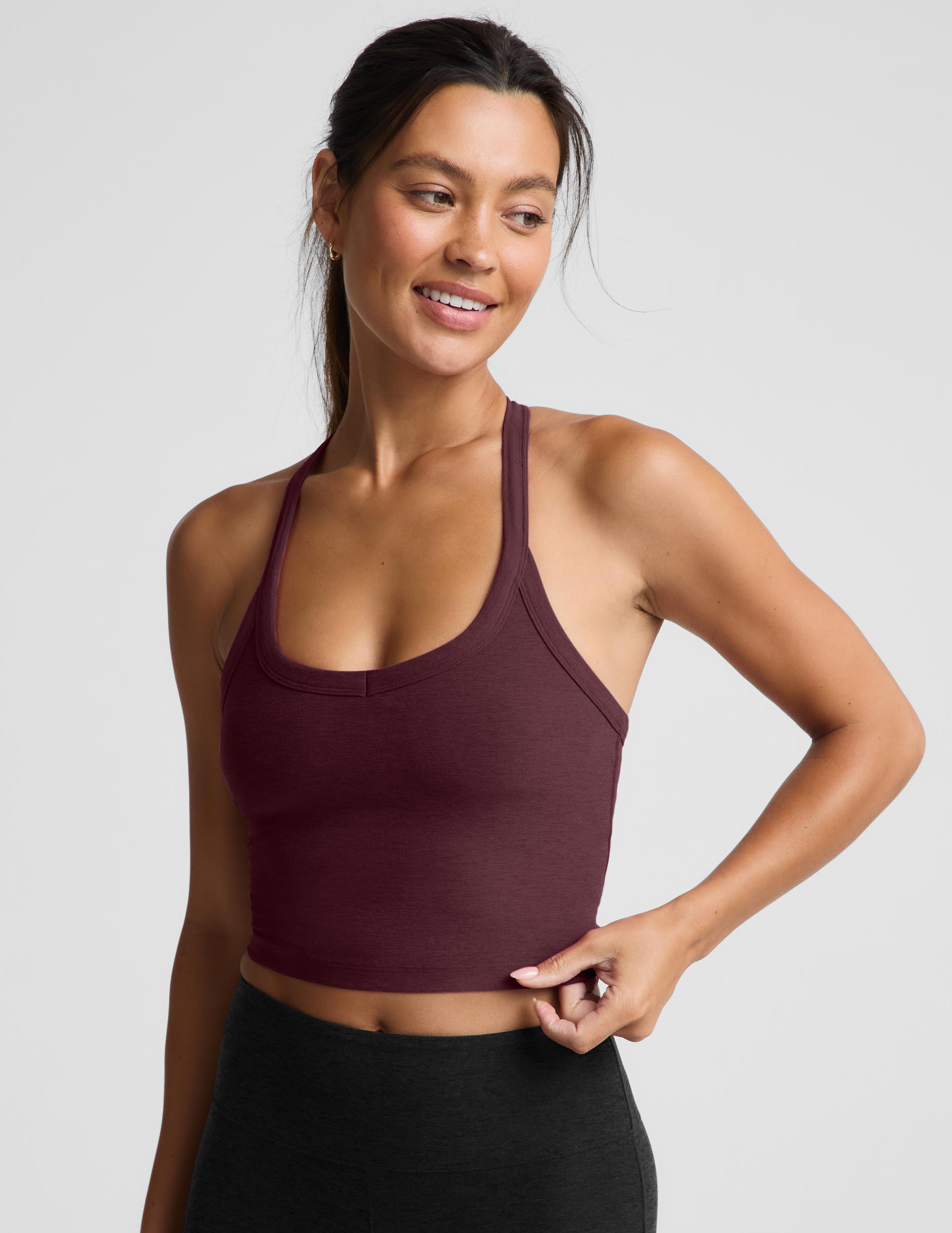 Spacedye™ On The Up Cropped Tank - Cabernet Heather