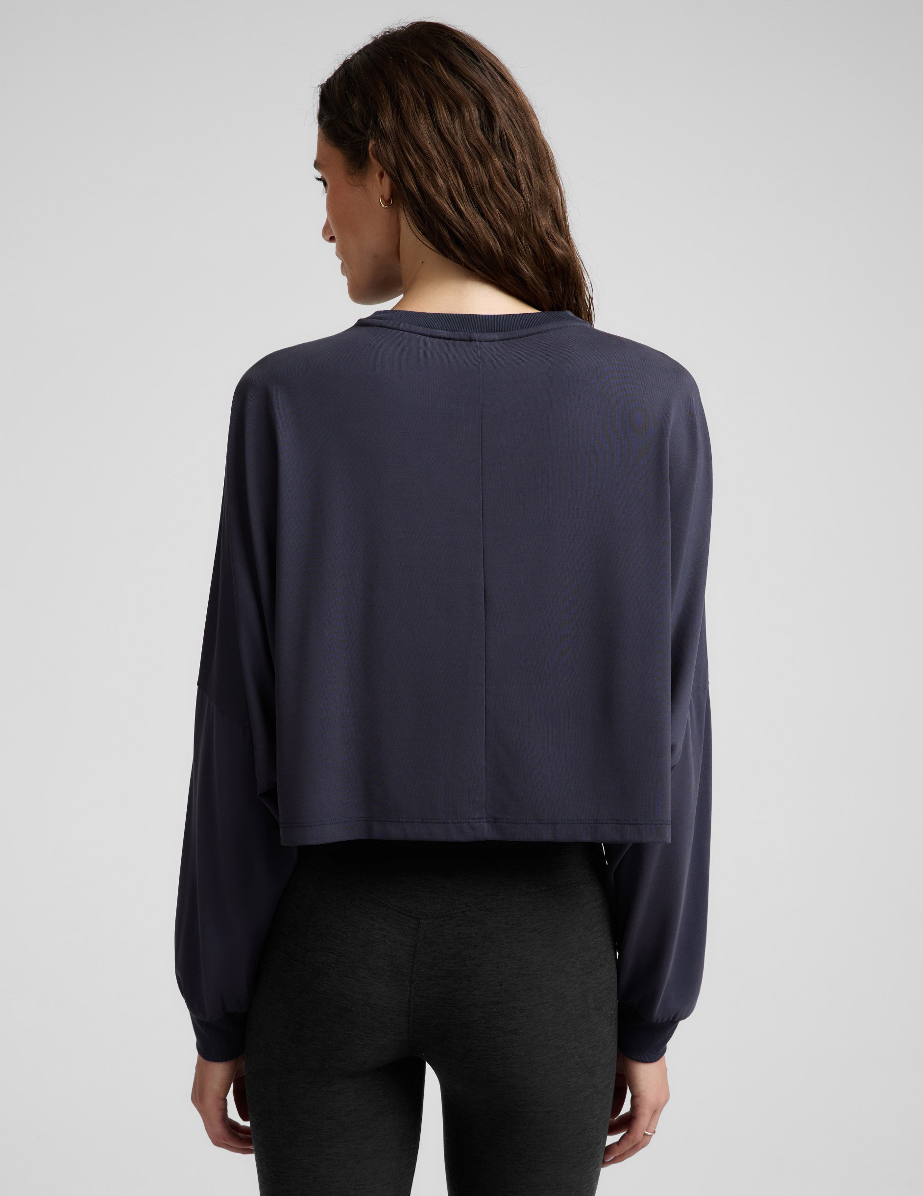 Studio Luxe Cropped Long Sleeve Tee - Nocturnal Navy