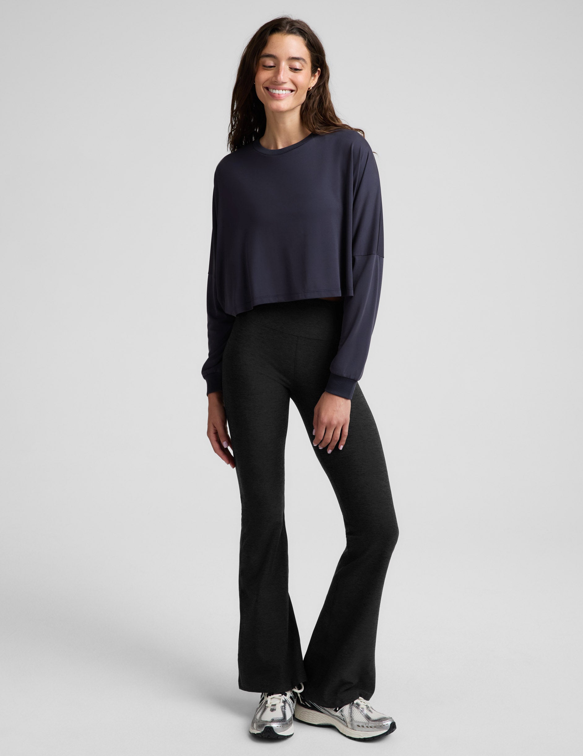Studio Luxe Cropped Long Sleeve Tee - Nocturnal Navy